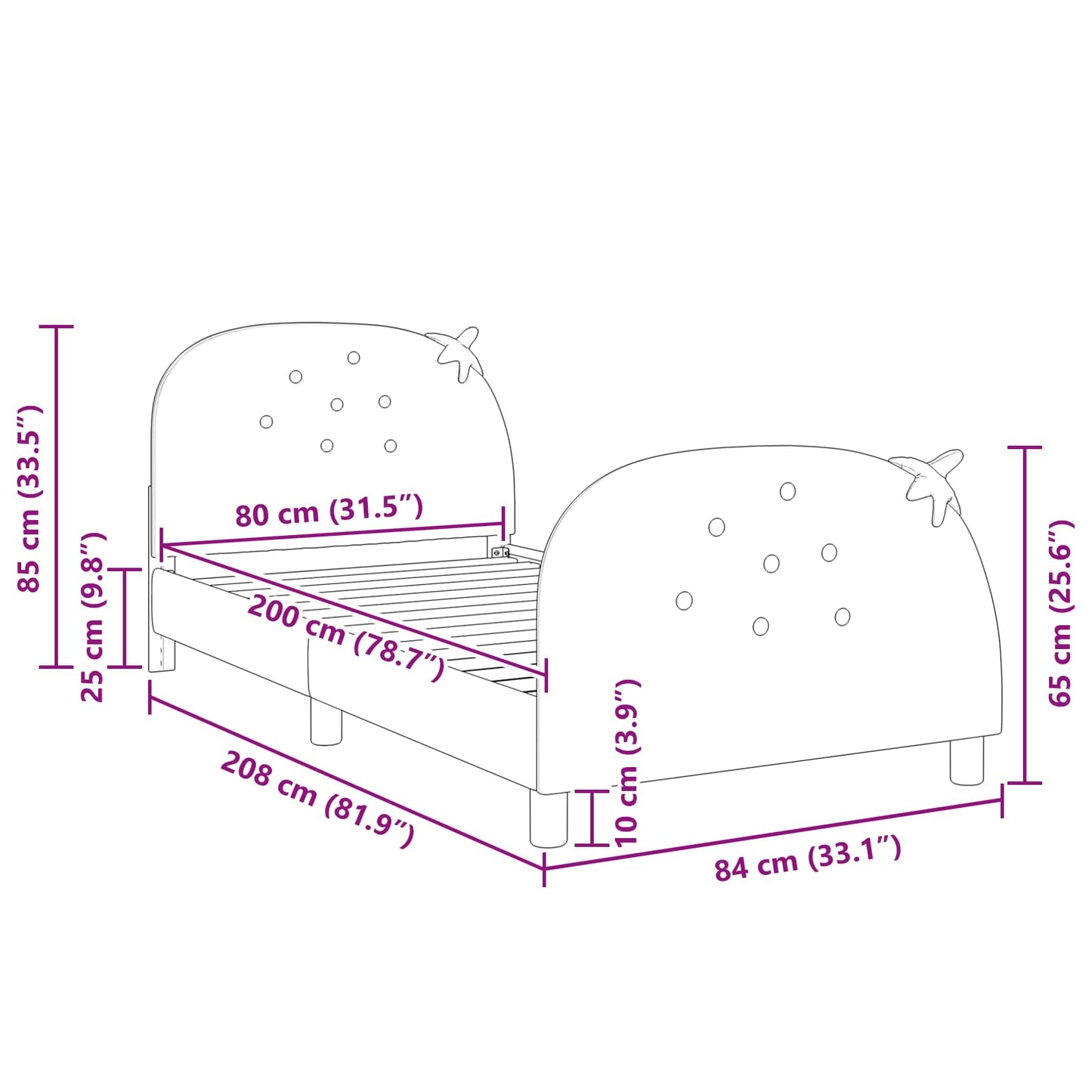 Bedframe voor kinderen met hoofdbord Roze 80 x 200 cm Fluweel is nu te koop bij PeponiXL, paradijselijk wonen!