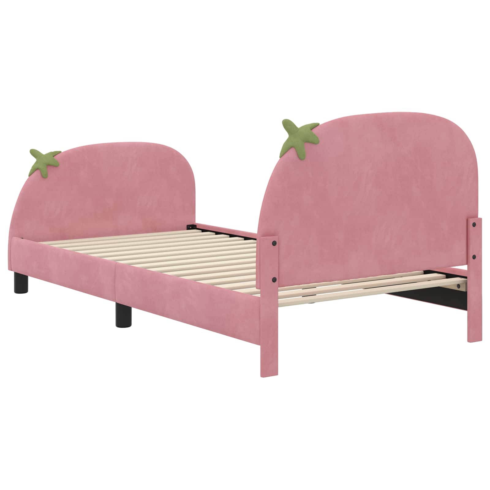 Bedframe voor kinderen met hoofdbord Roze 90 x 190 cm Fluweel is nu te koop bij PeponiXL, paradijselijk wonen!