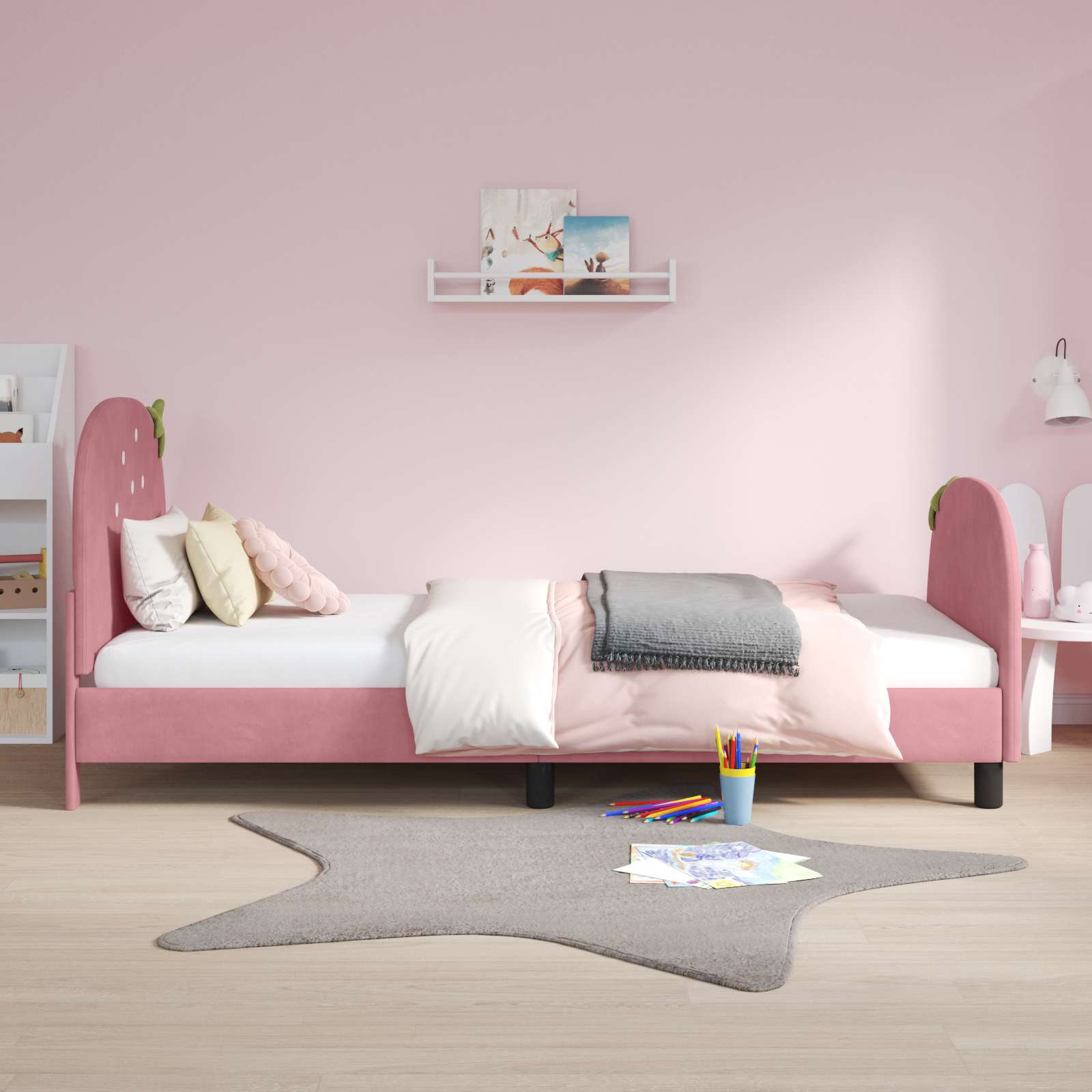 Bedframe voor kinderen met hoofdbord Roze 90 x 200 cm Fluweel is nu te koop bij PeponiXL, paradijselijk wonen!