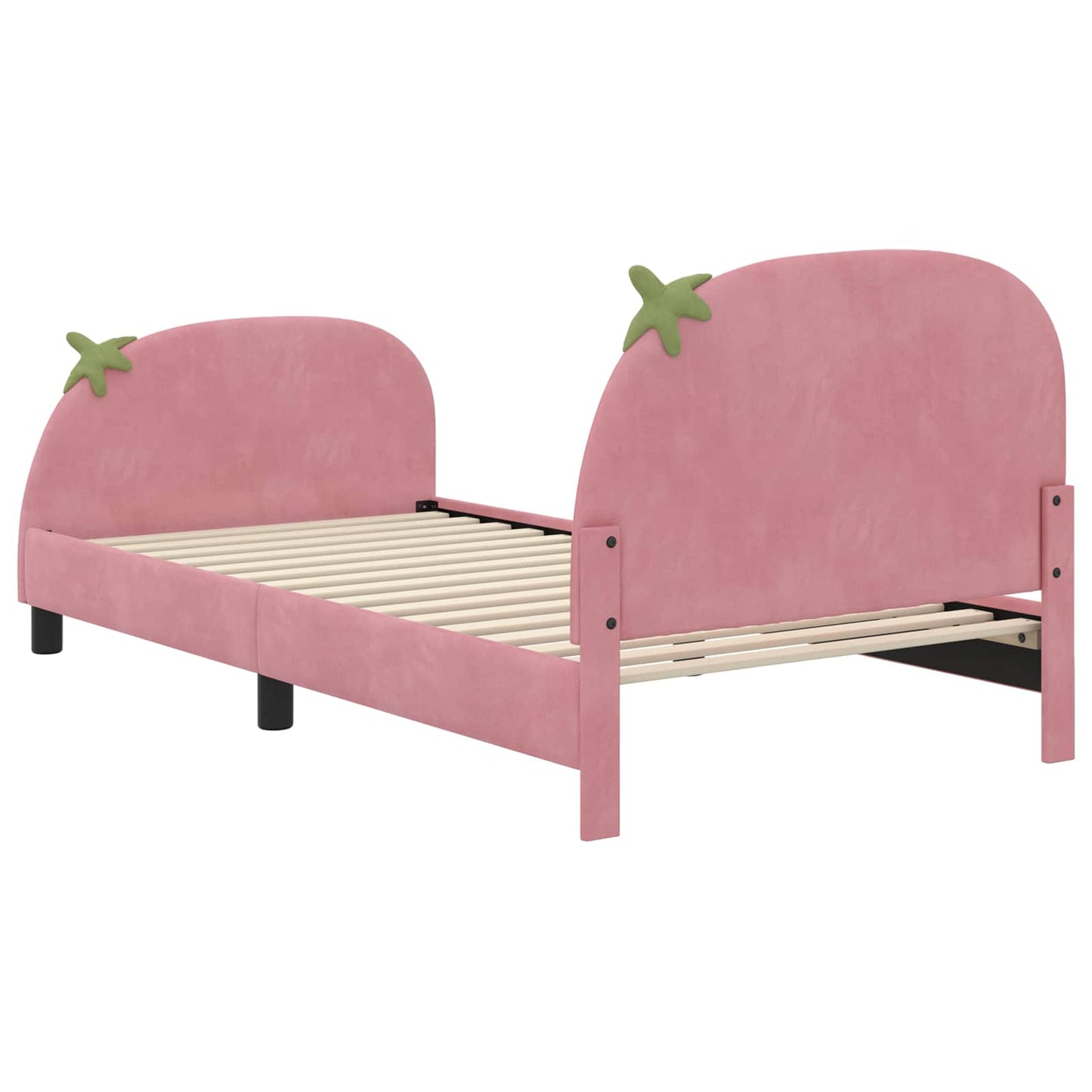 Bedframe voor kinderen met hoofdbord Roze 90 x 200 cm Fluweel is nu te koop bij PeponiXL, paradijselijk wonen!