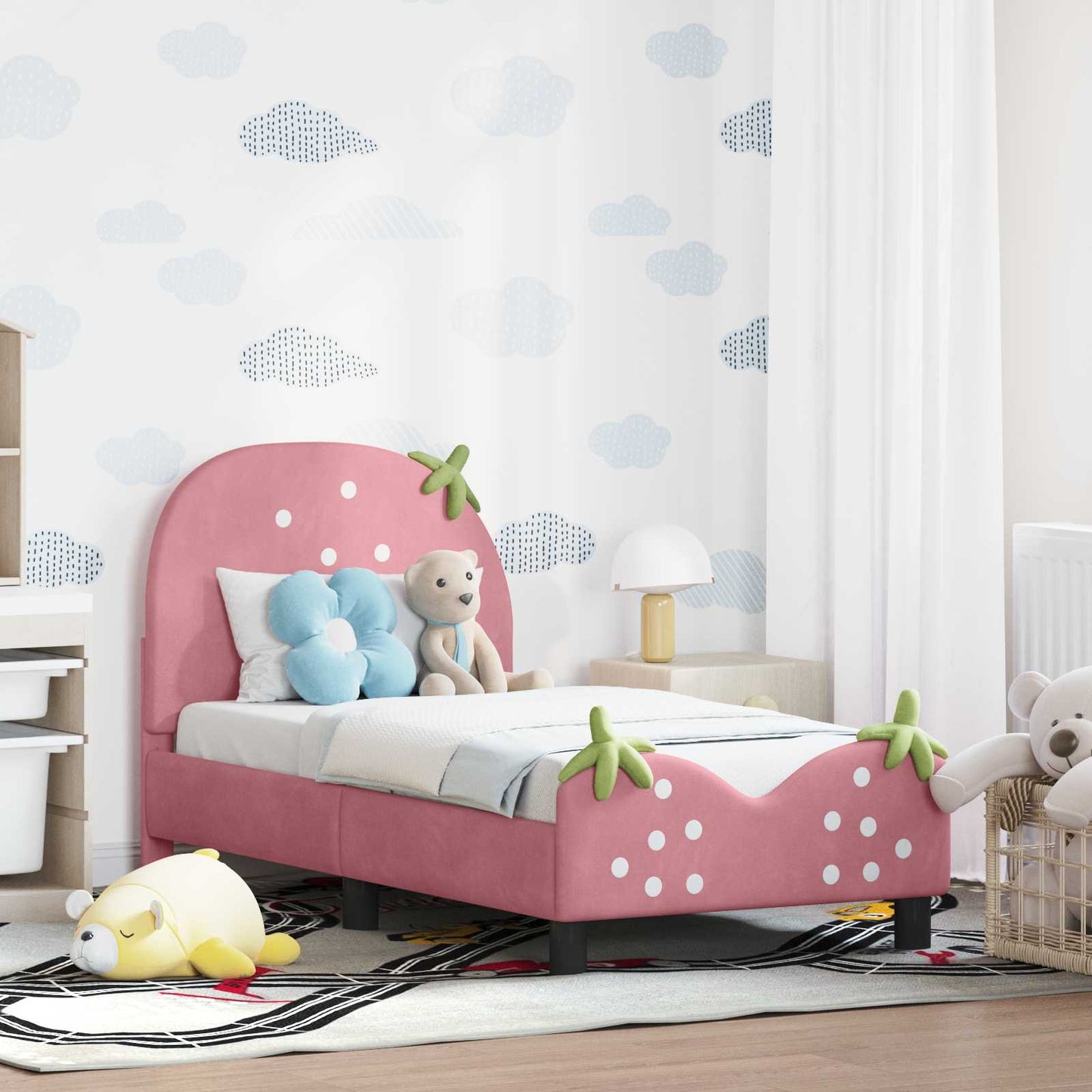 Peuterbedframe met hoofdbord Roze 70 x 140 cm Fluweel is nu te koop bij PeponiXL, paradijselijk wonen!