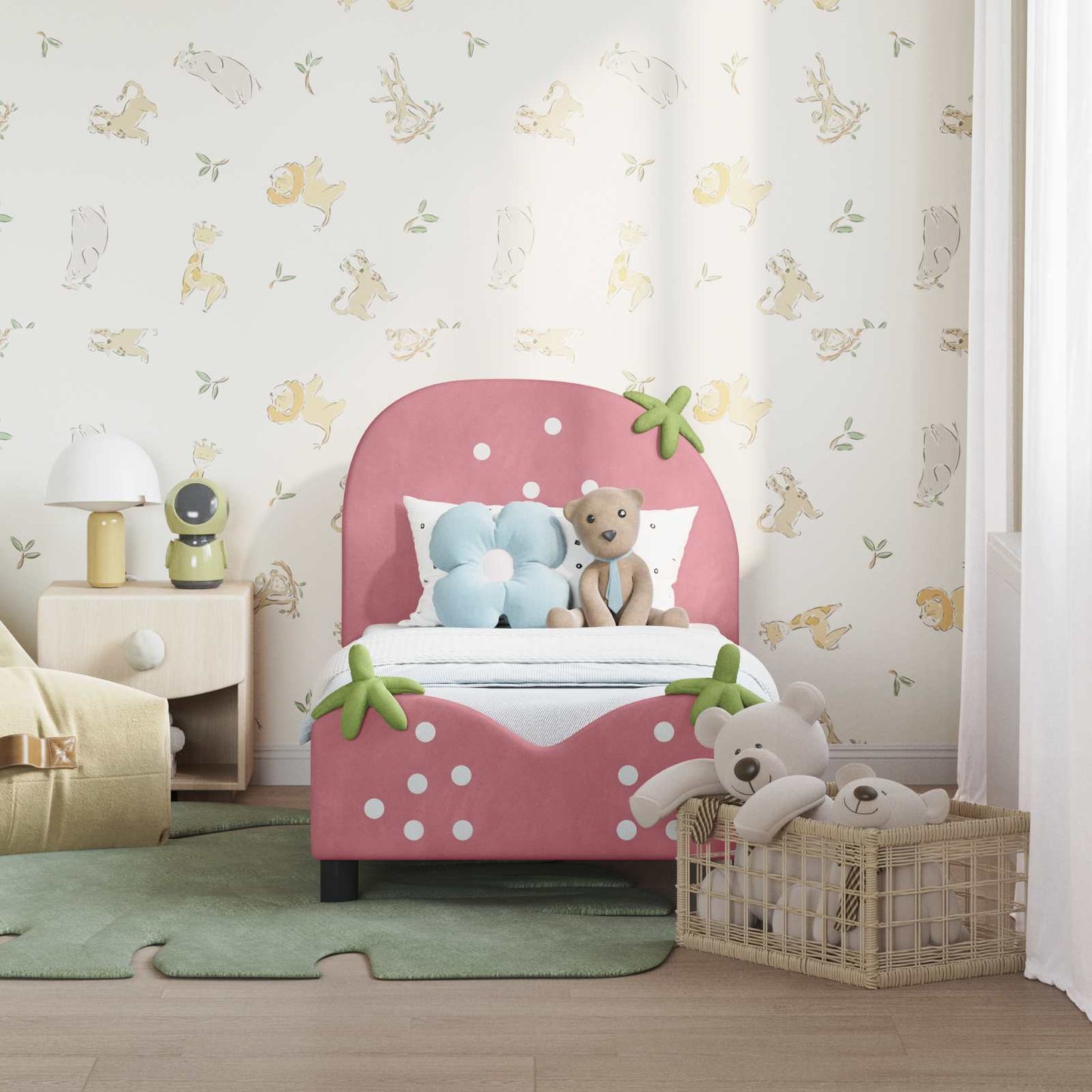Peuterbedframe met hoofdbord Roze 70 x 140 cm Fluweel is nu te koop bij PeponiXL, paradijselijk wonen!