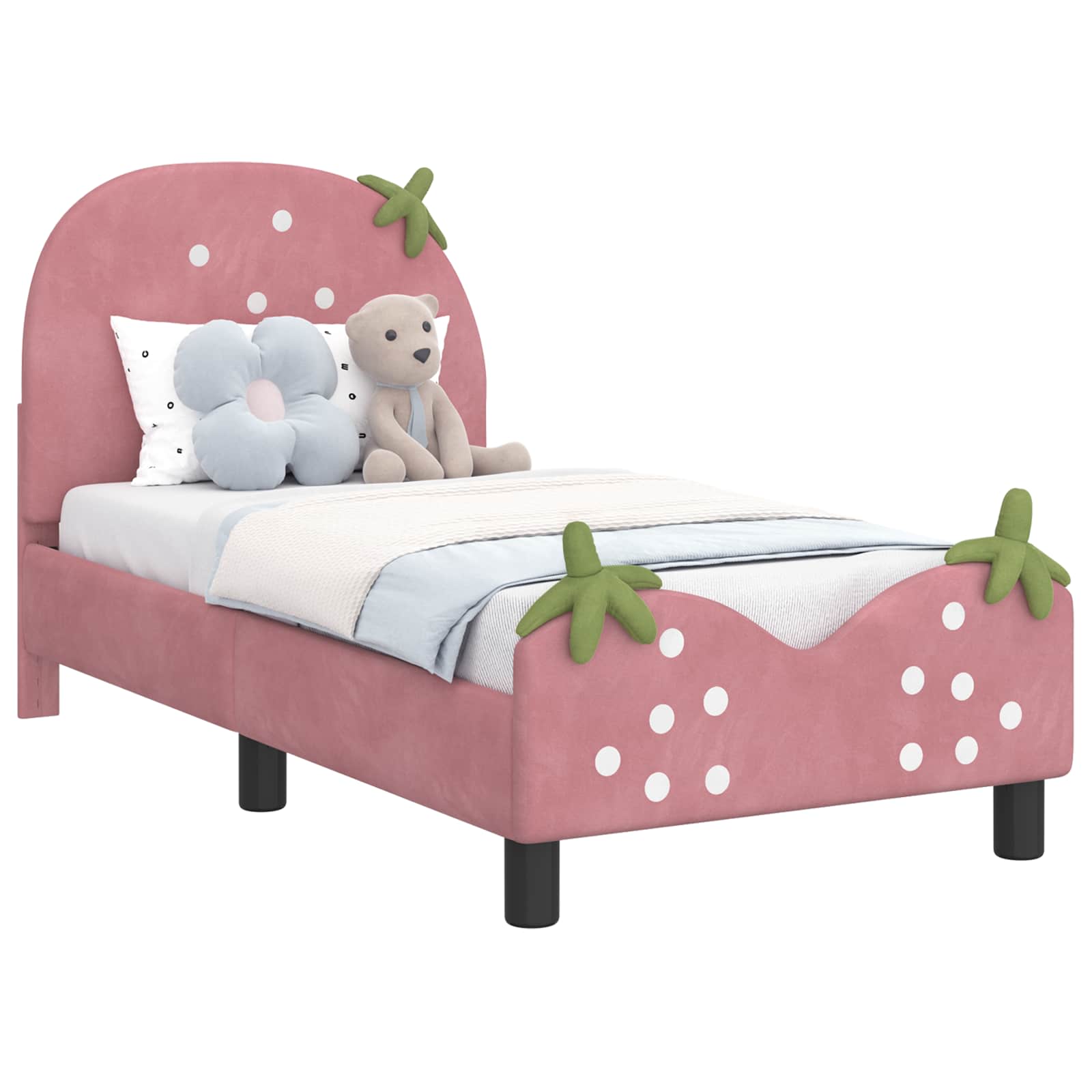 Peuterbedframe met hoofdbord Roze 70 x 140 cm Fluweel is nu te koop bij PeponiXL, paradijselijk wonen!