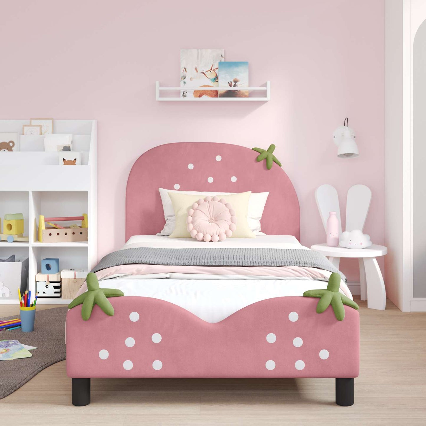 Bedframe voor kinderen met hoofdbord Roze 80 x 200 cm Fluweel is nu te koop bij PeponiXL, paradijselijk wonen!