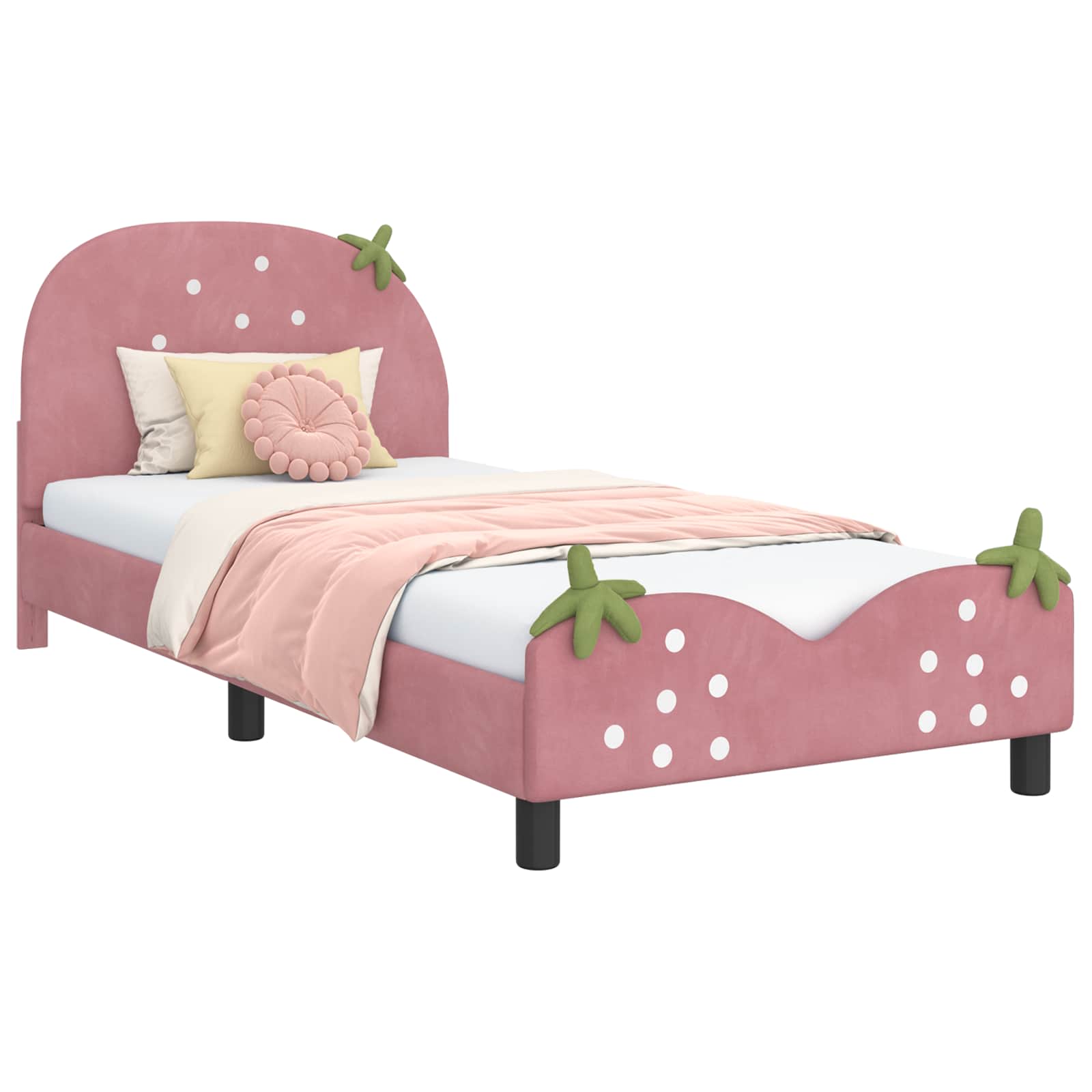 Bedframe voor kinderen met hoofdbord Roze 90 x 190 cm Fluweel is nu te koop bij PeponiXL, paradijselijk wonen!