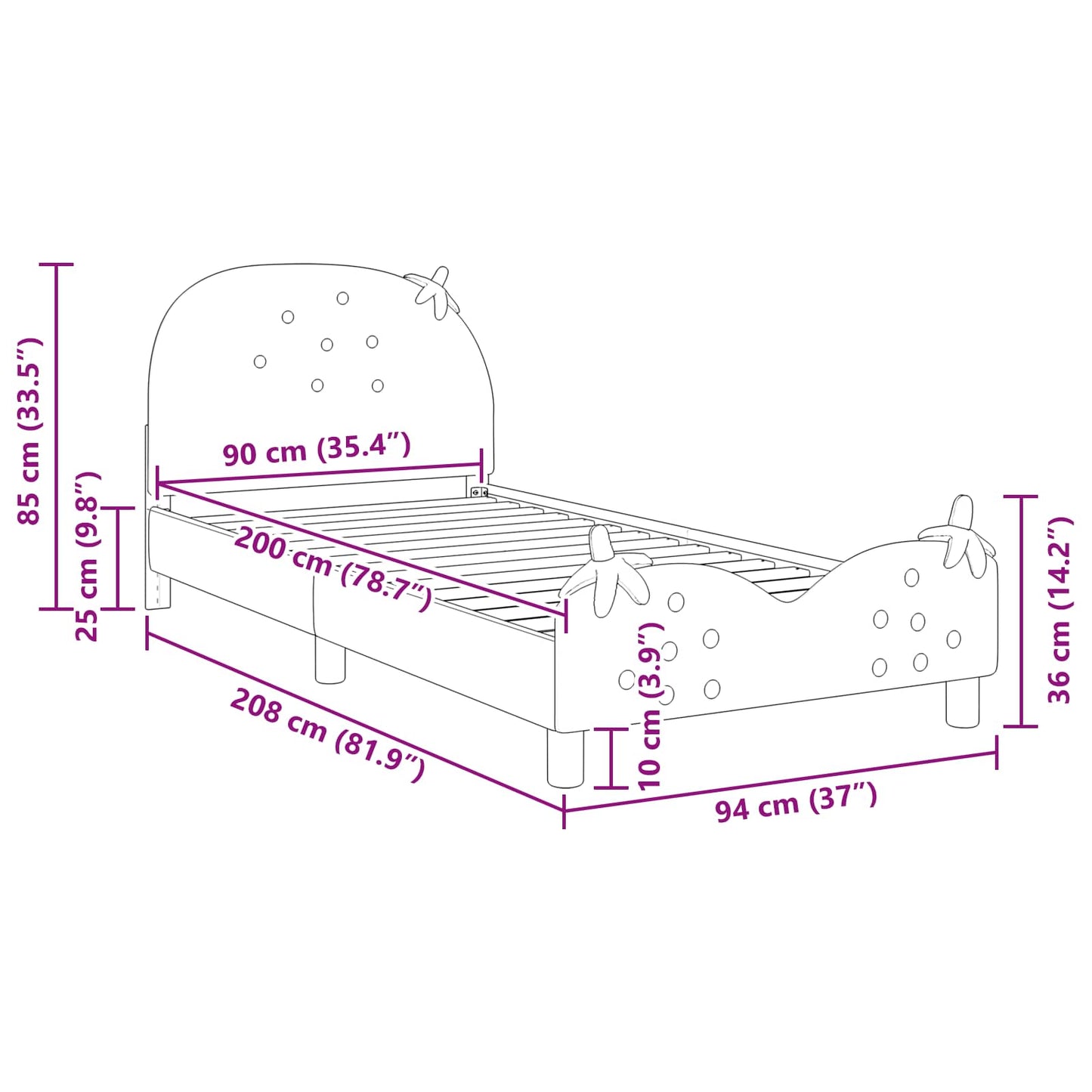 Bedframe voor kinderen met hoofdbord Roze 90 x 200 cm Fluweel is nu te koop bij PeponiXL, paradijselijk wonen!