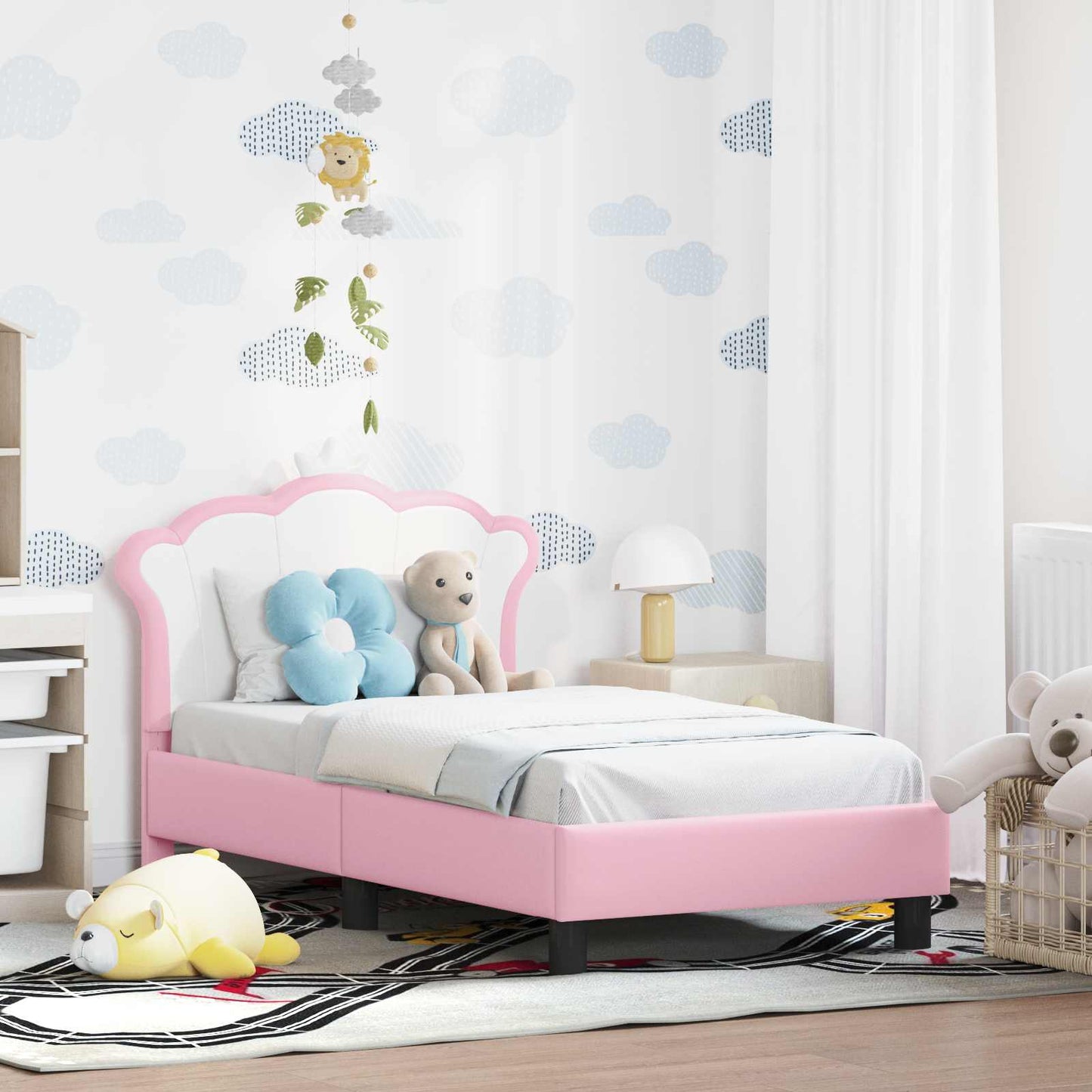 Peuterbedframe met hoofdbord Roze 70 x 140 cm PU
