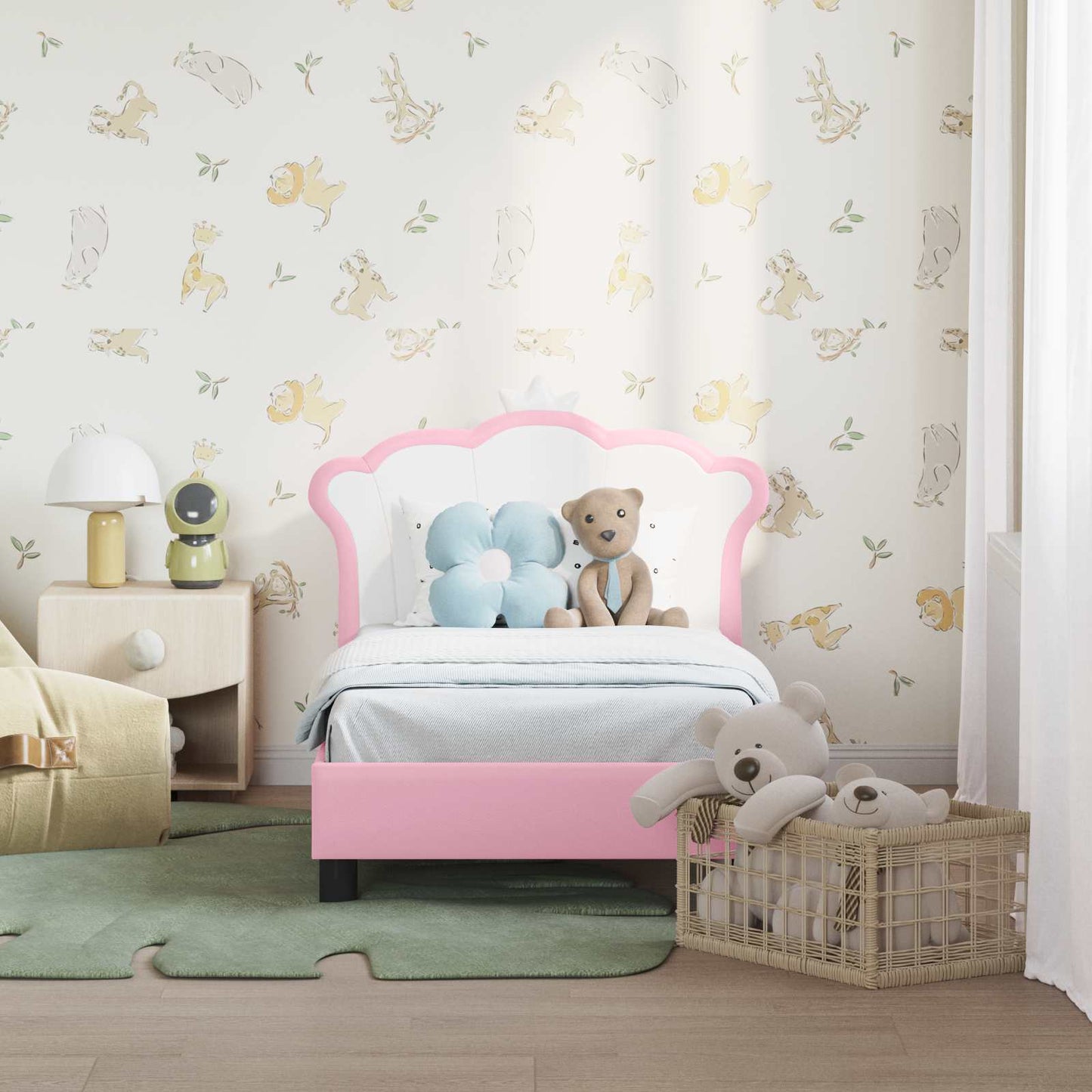 Peuterbedframe met hoofdbord Roze 70 x 140 cm PU