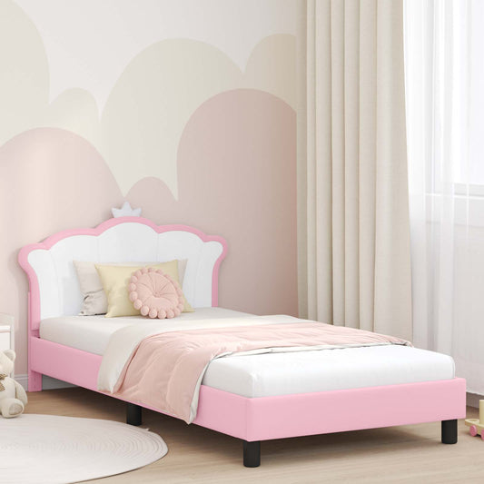 Bedframe voor kinderen met hoofdbord Roze 80 x 200 cm PU is nu te koop bij PeponiXL, paradijselijk wonen!