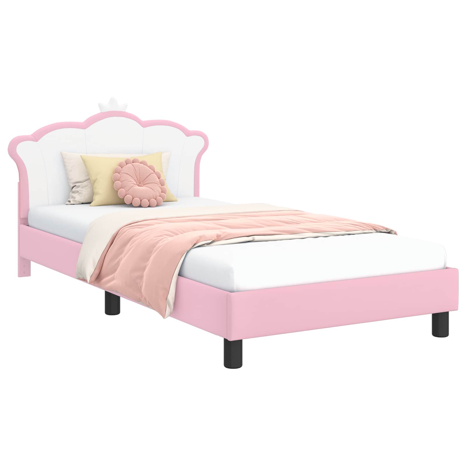 Bedframe voor kinderen met hoofdbord Roze 80 x 200 cm PU is nu te koop bij PeponiXL, paradijselijk wonen!