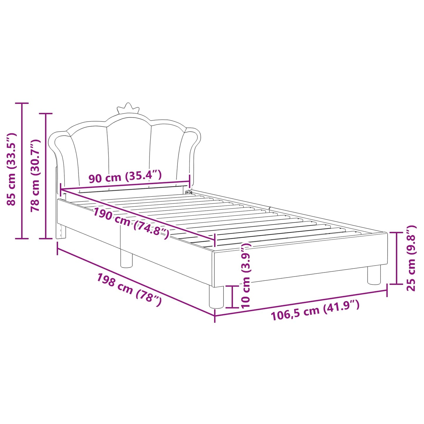 Bedframe voor kinderen met hoofdbord Roze 90 x 190 cm PU is nu te koop bij PeponiXL, paradijselijk wonen!