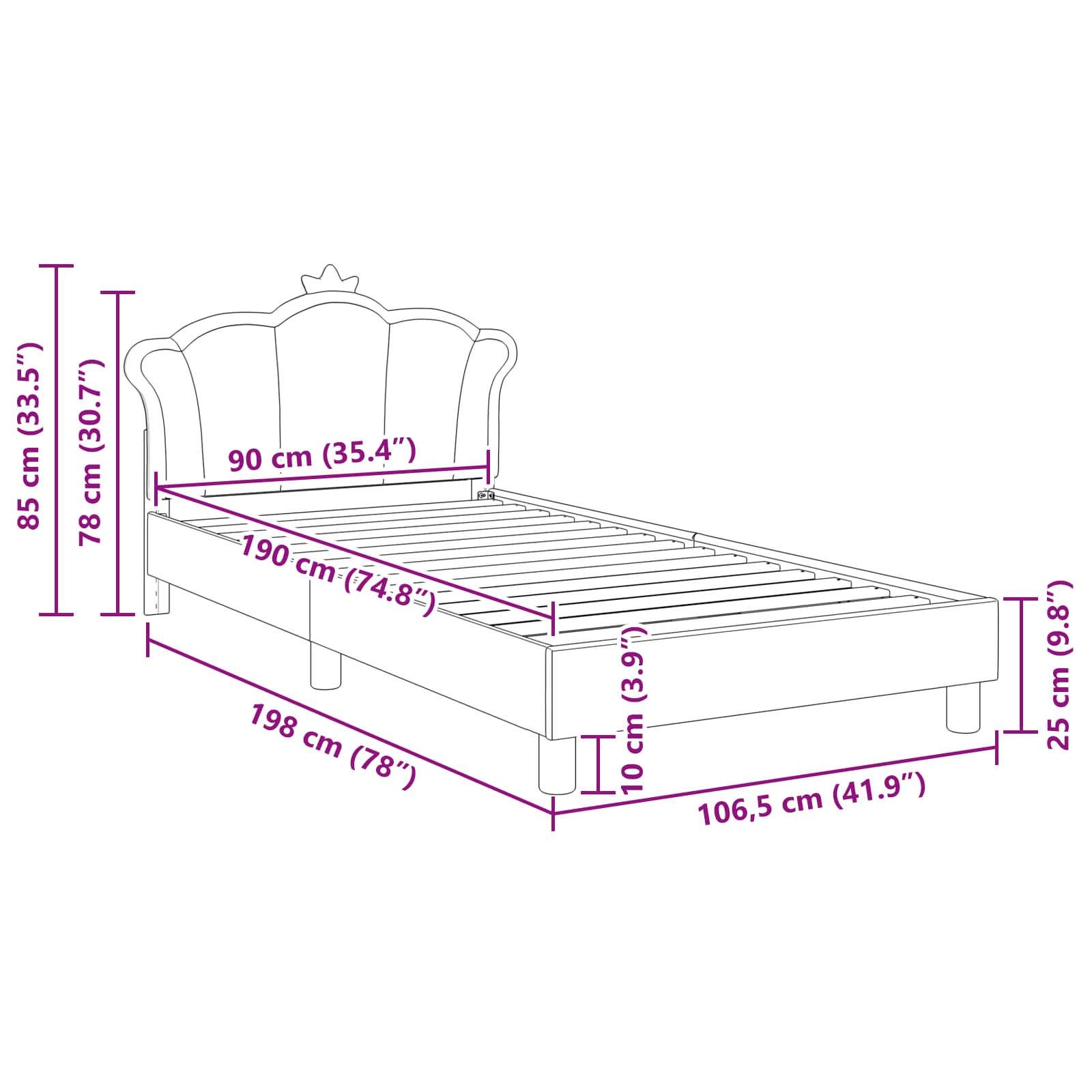 Bedframe voor kinderen met hoofdbord Roze 90 x 190 cm PU is nu te koop bij PeponiXL, paradijselijk wonen!