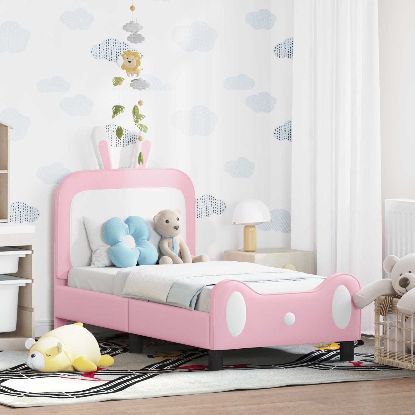 Peuterbedframe met hoofdbord met hoofdeinde Roze 70 x 140 cm PU is nu te koop bij PeponiXL, paradijselijk wonen!