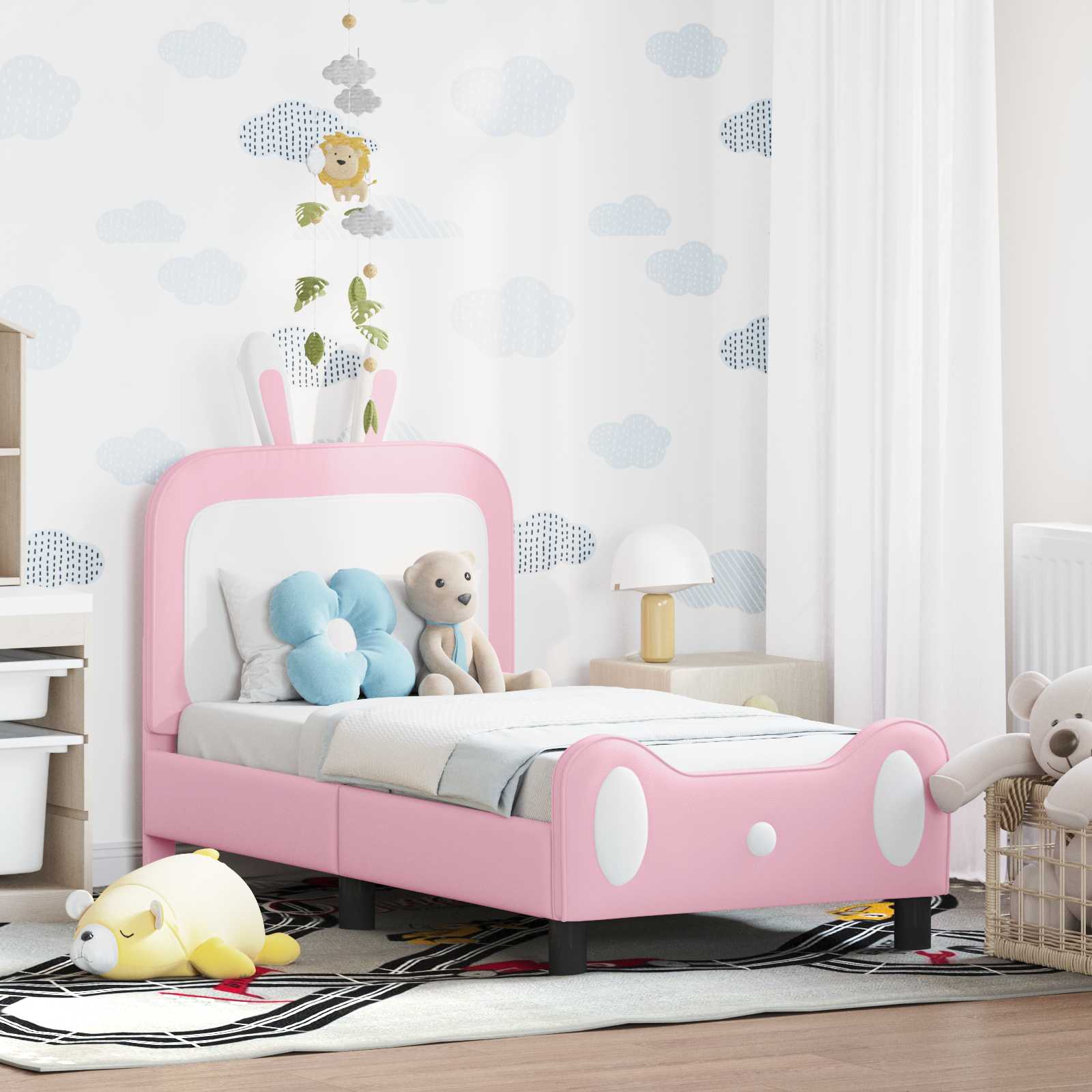 Peuterbedframe met hoofdbord met hoofdeinde Roze 70 x 140 cm PU is nu te koop bij PeponiXL, paradijselijk wonen!