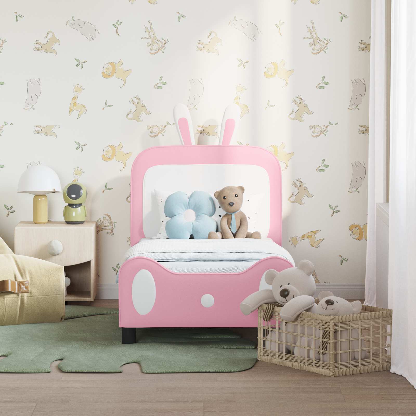 Peuterbedframe met hoofdbord met hoofdeinde Roze 70 x 140 cm PU is nu te koop bij PeponiXL, paradijselijk wonen!