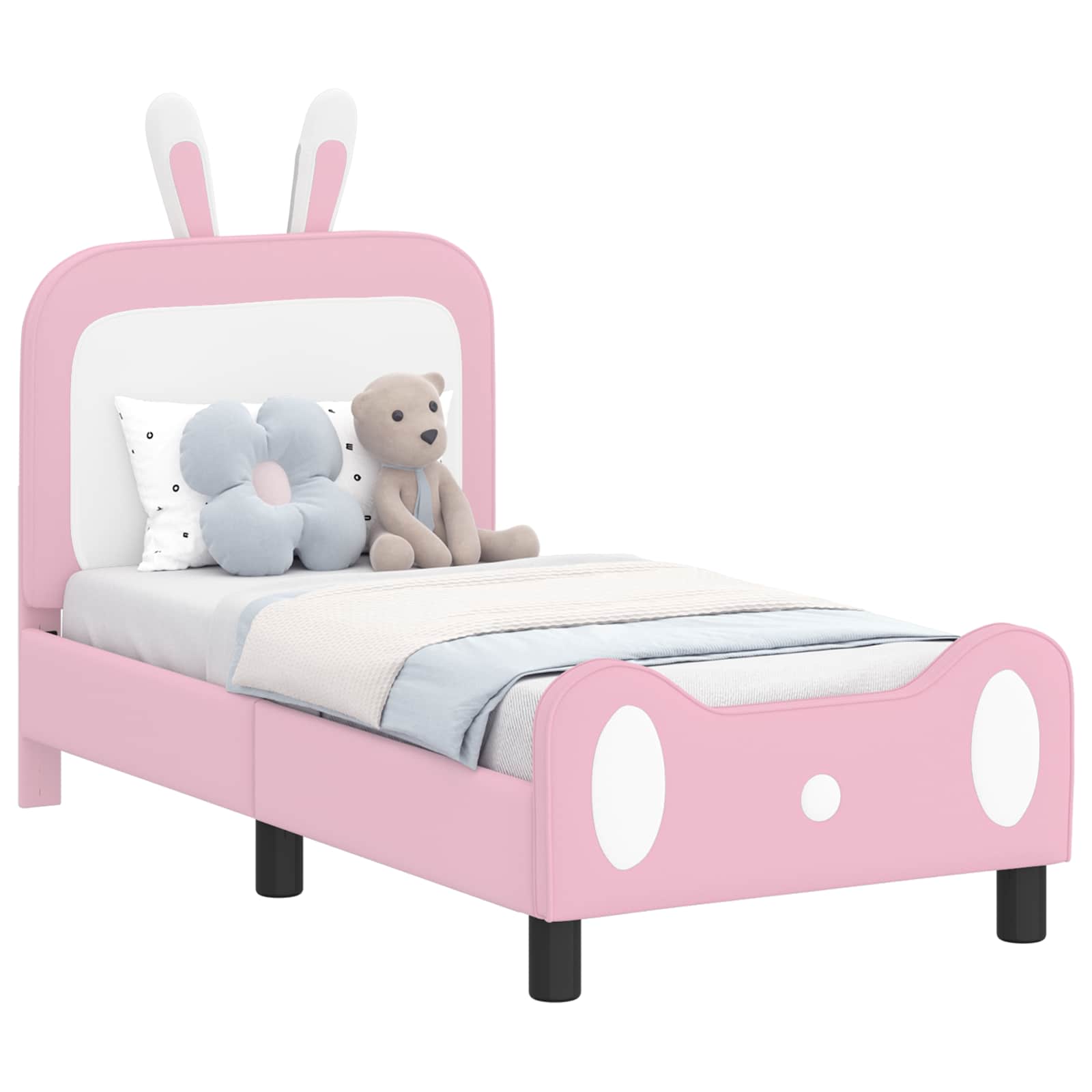 Peuterbedframe met hoofdbord met hoofdeinde Roze 70 x 140 cm PU is nu te koop bij PeponiXL, paradijselijk wonen!