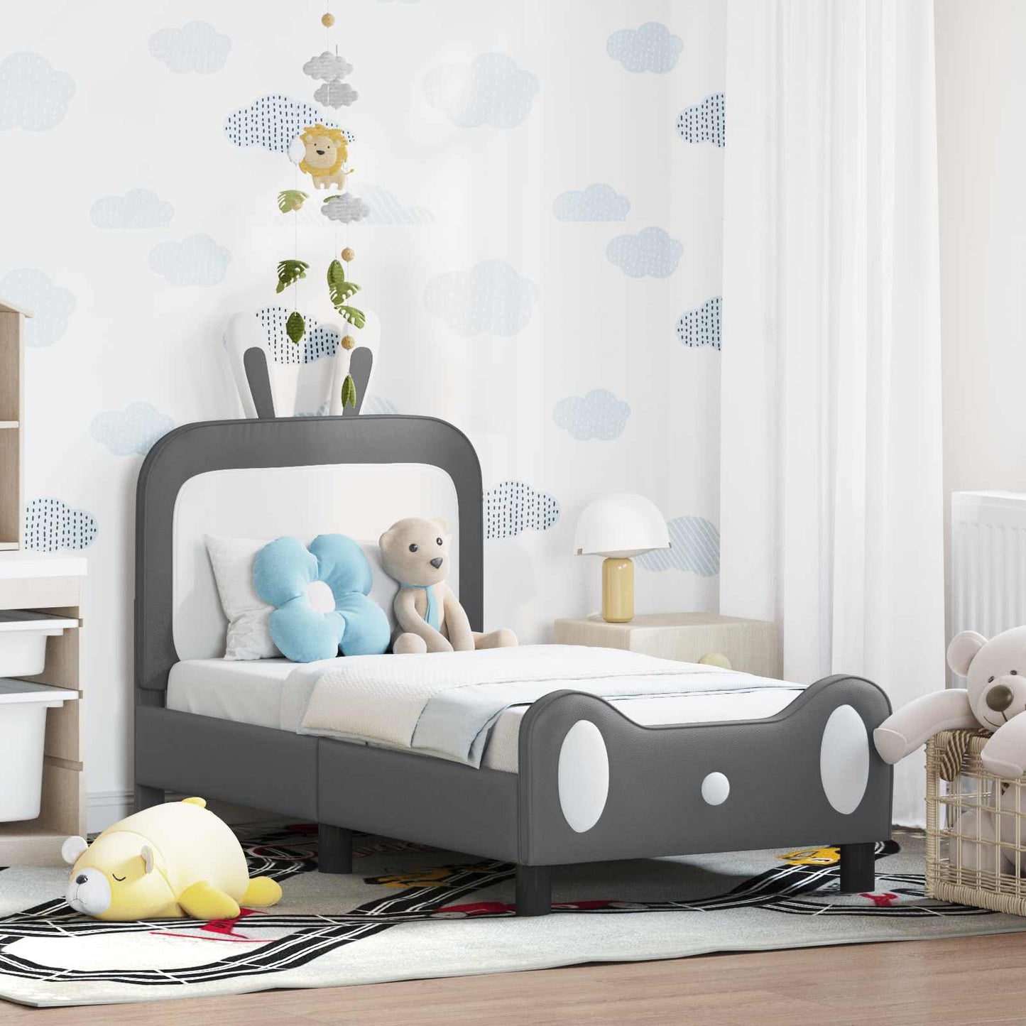 Peuterbedframe met hoofdbord Lichtgrijs 70 x 140 cm PU is nu te koop bij PeponiXL, paradijselijk wonen!