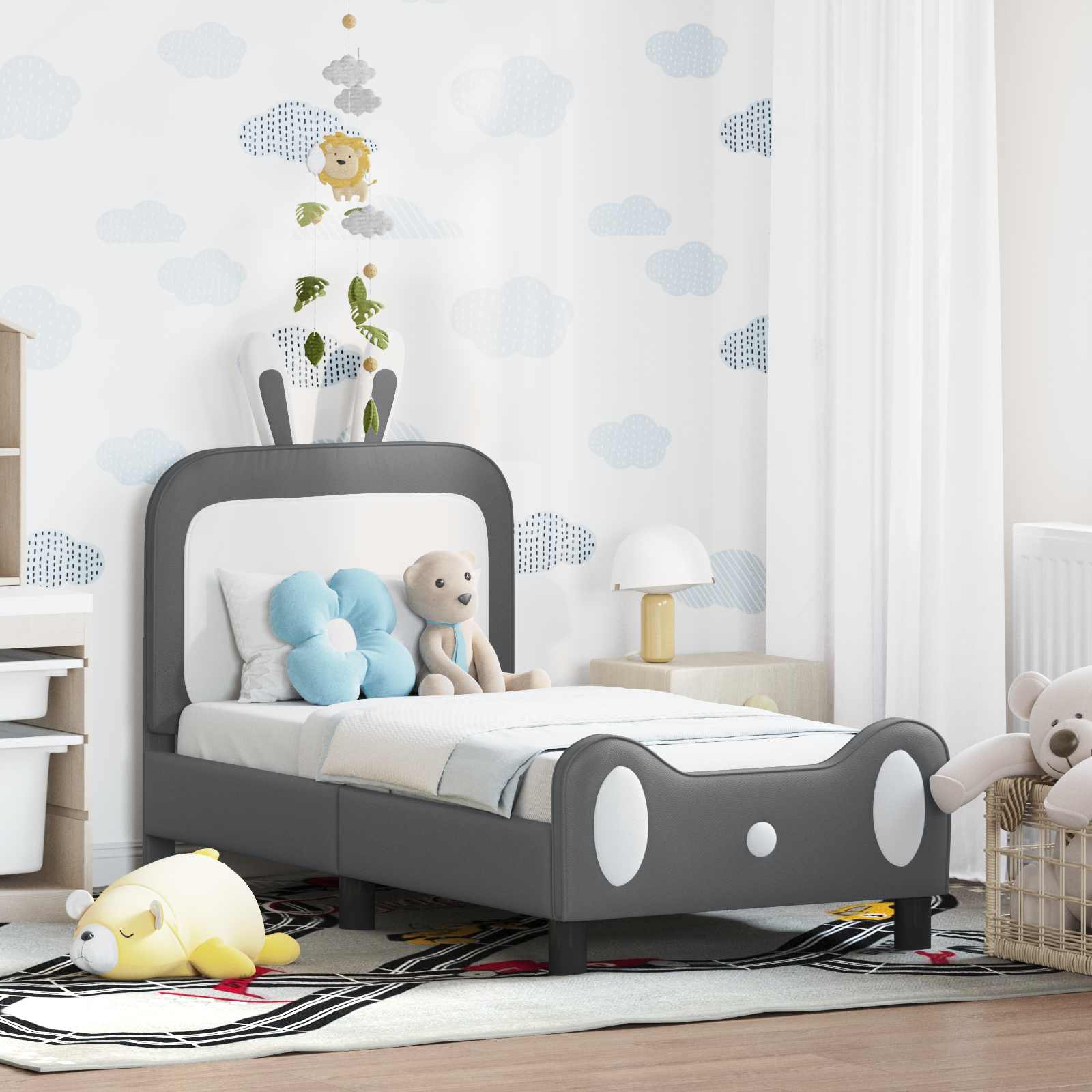Peuterbedframe met hoofdbord Lichtgrijs 70 x 140 cm PU is nu te koop bij PeponiXL, paradijselijk wonen!