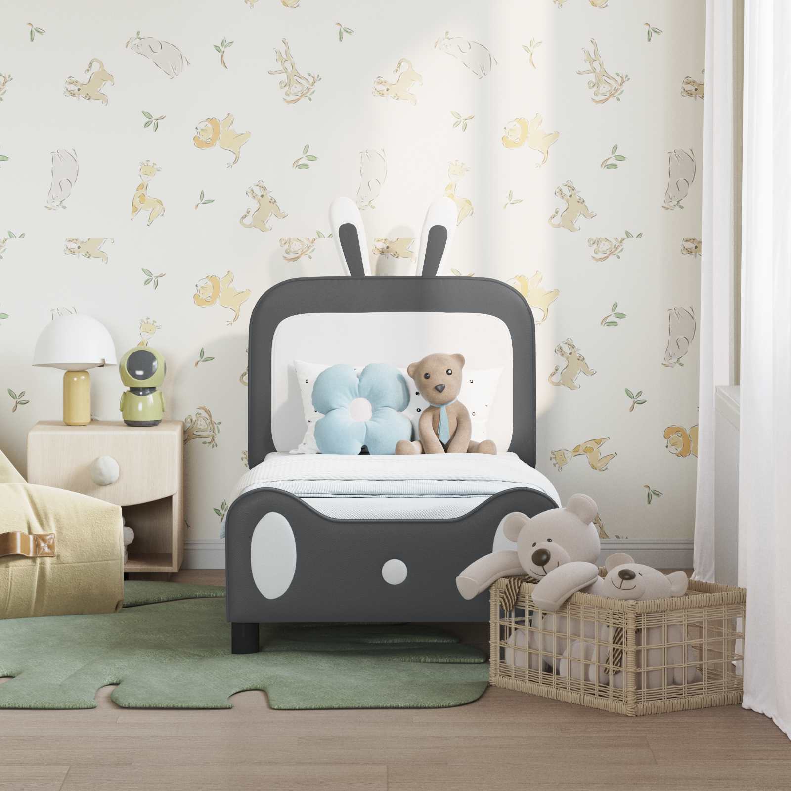 Peuterbedframe met hoofdbord Lichtgrijs 70 x 140 cm PU is nu te koop bij PeponiXL, paradijselijk wonen!