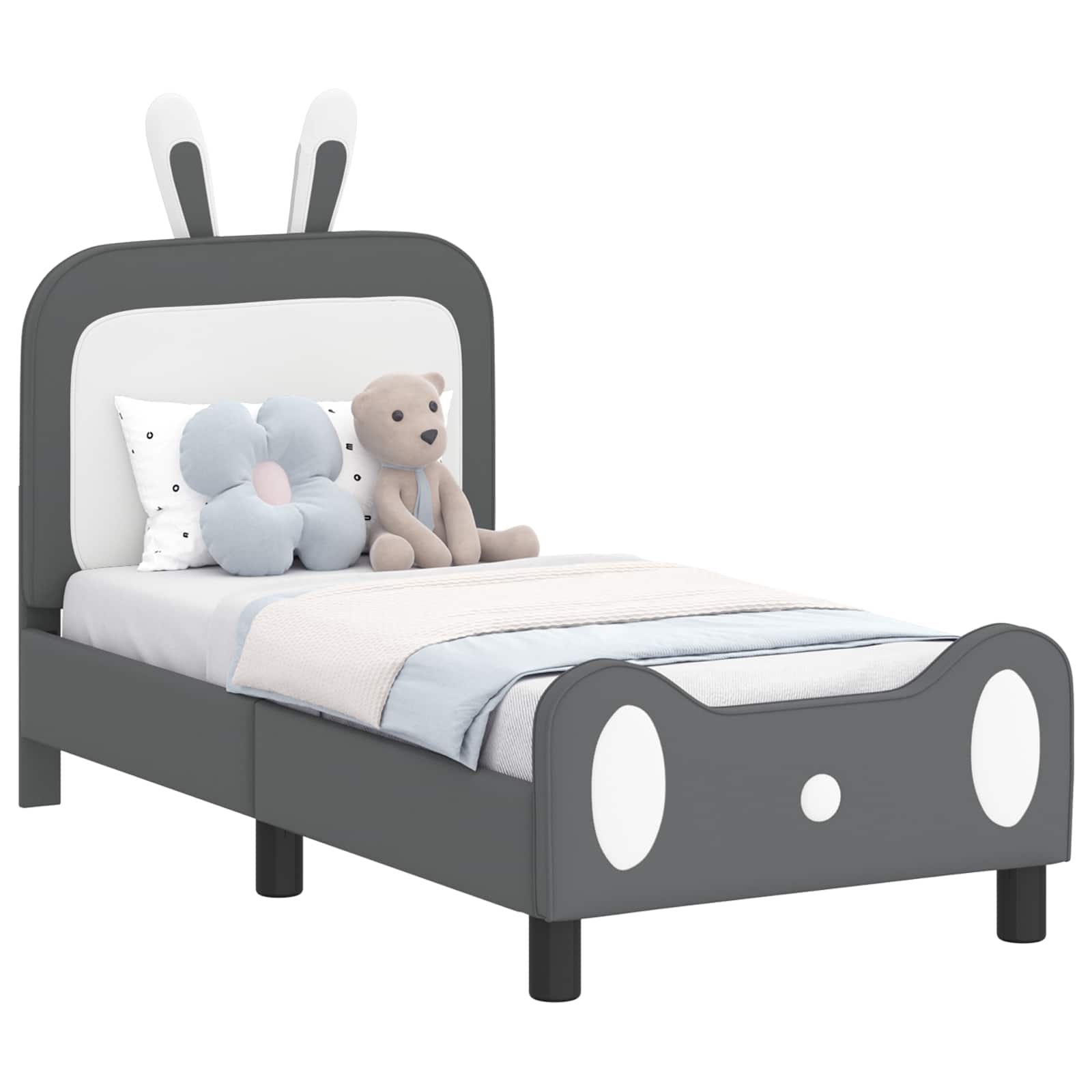 Peuterbedframe met hoofdbord Lichtgrijs 70 x 140 cm PU is nu te koop bij PeponiXL, paradijselijk wonen!
