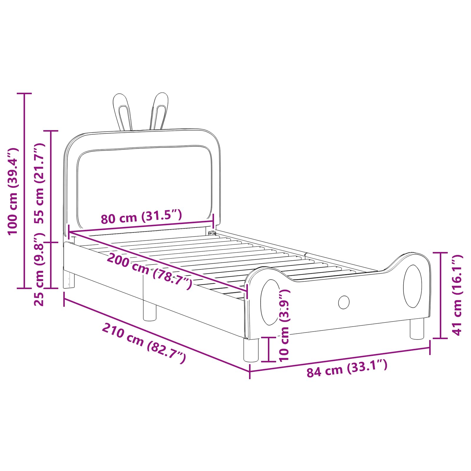 Bedframe voor kinderen met hoofdbord Roze 80 x 200 cm PU is nu te koop bij PeponiXL, paradijselijk wonen!