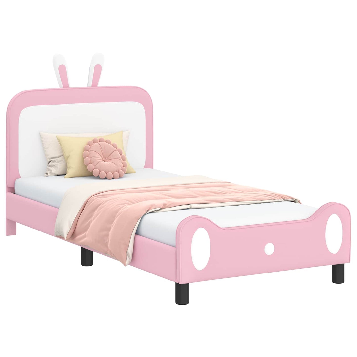Bedframe voor kinderen met hoofdbord Roze 90 x 190 cm PU is nu te koop bij PeponiXL, paradijselijk wonen!
