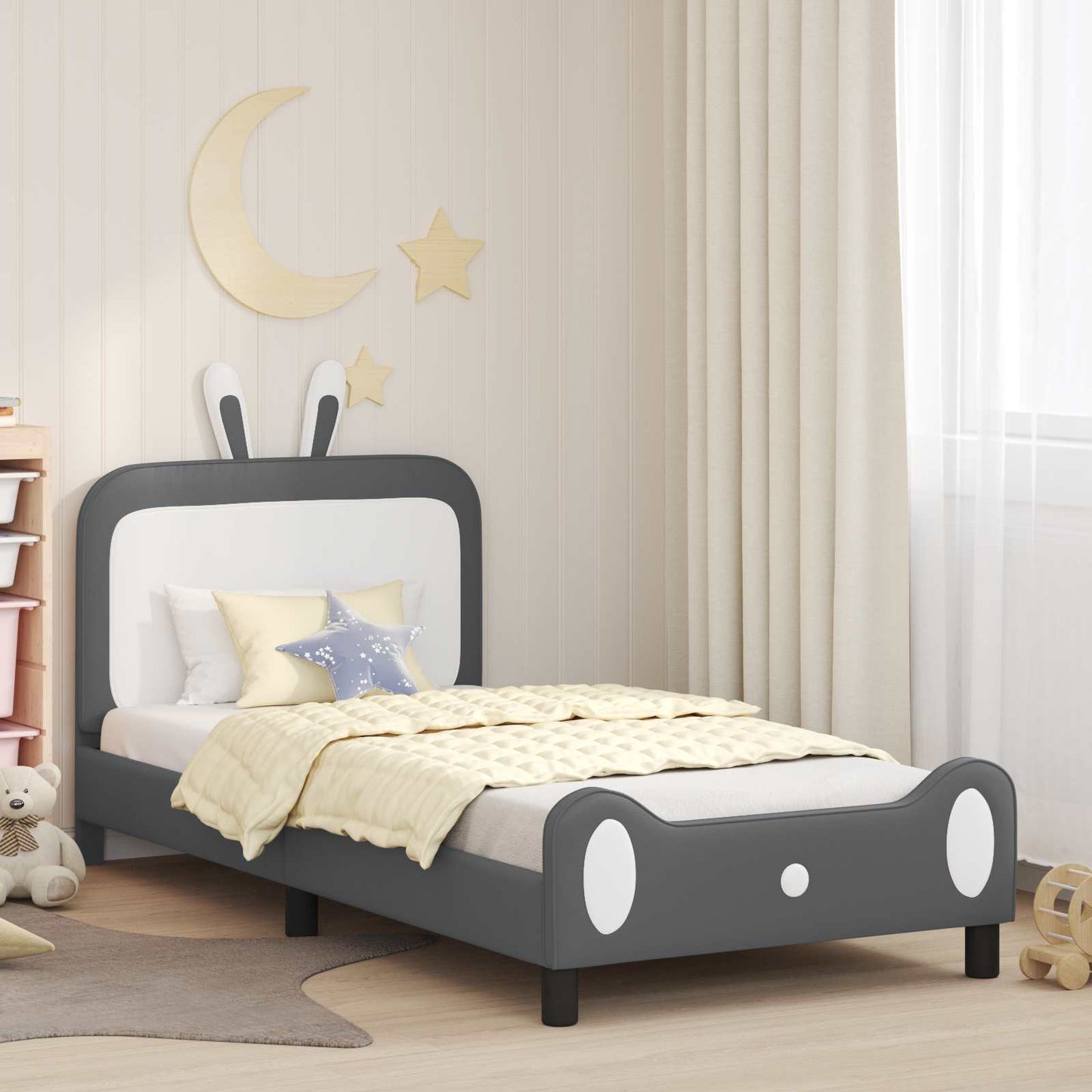 Bedframe voor kinderen met hoofdbord Lichtgrijs 90 x 190 cm PU is nu te koop bij PeponiXL, paradijselijk wonen!