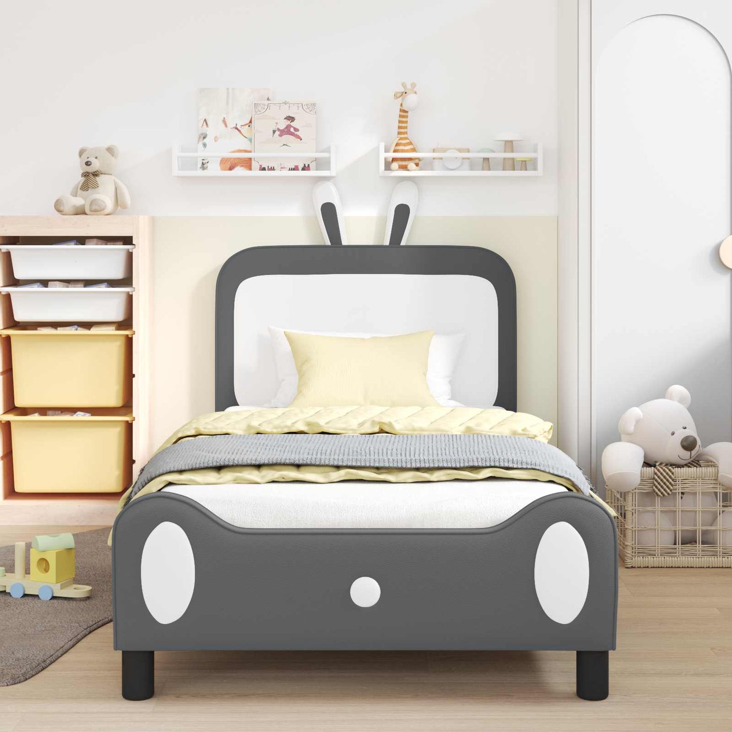 Bedframe voor kinderen met hoofdbord Lichtgrijs 90 x 190 cm PU is nu te koop bij PeponiXL, paradijselijk wonen!