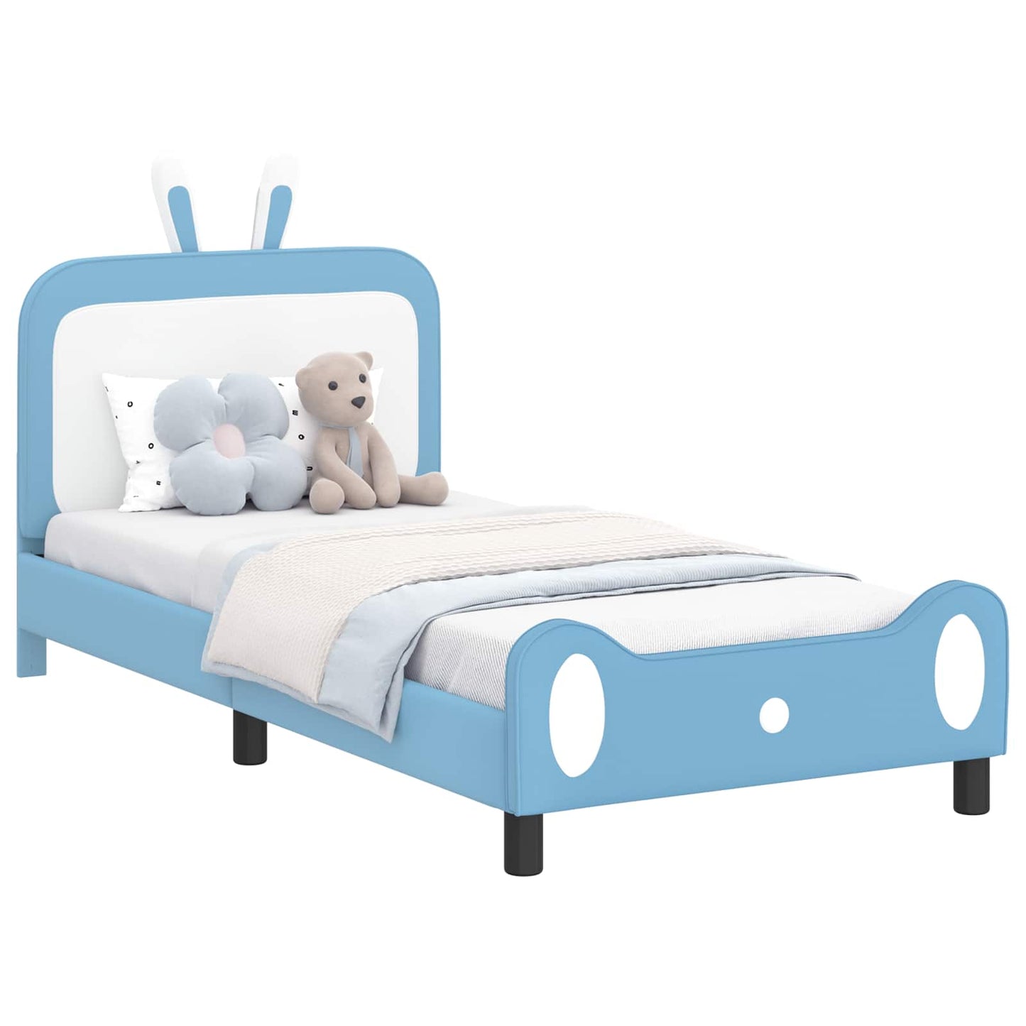 Bedframe voor kinderen met hoofdbord Blauw 90 x 200 cm PU is nu te koop bij PeponiXL, paradijselijk wonen!