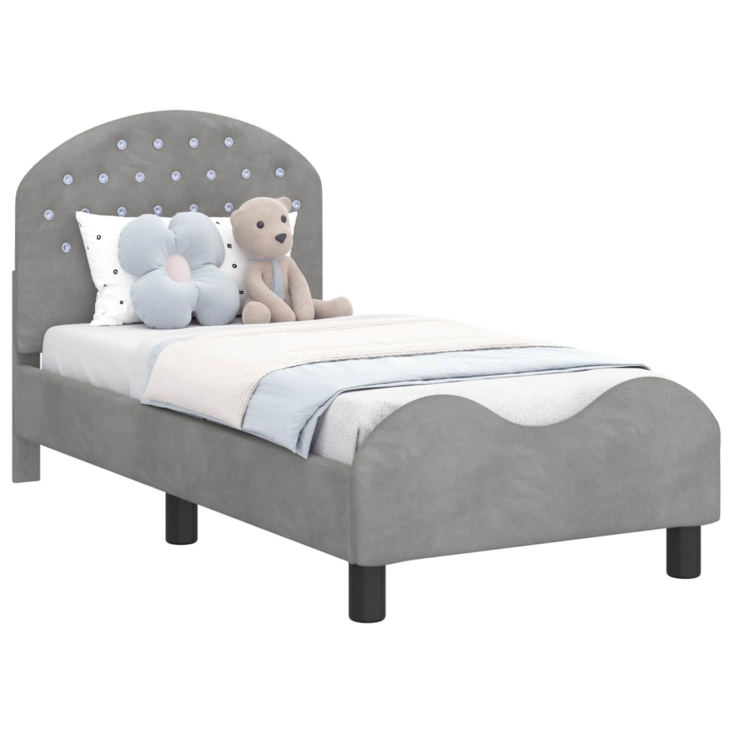 Peuterbedframe met hoofdbord Lichtgrijs 70 x 140 cm Fluweel is nu te koop bij PeponiXL, paradijselijk wonen!