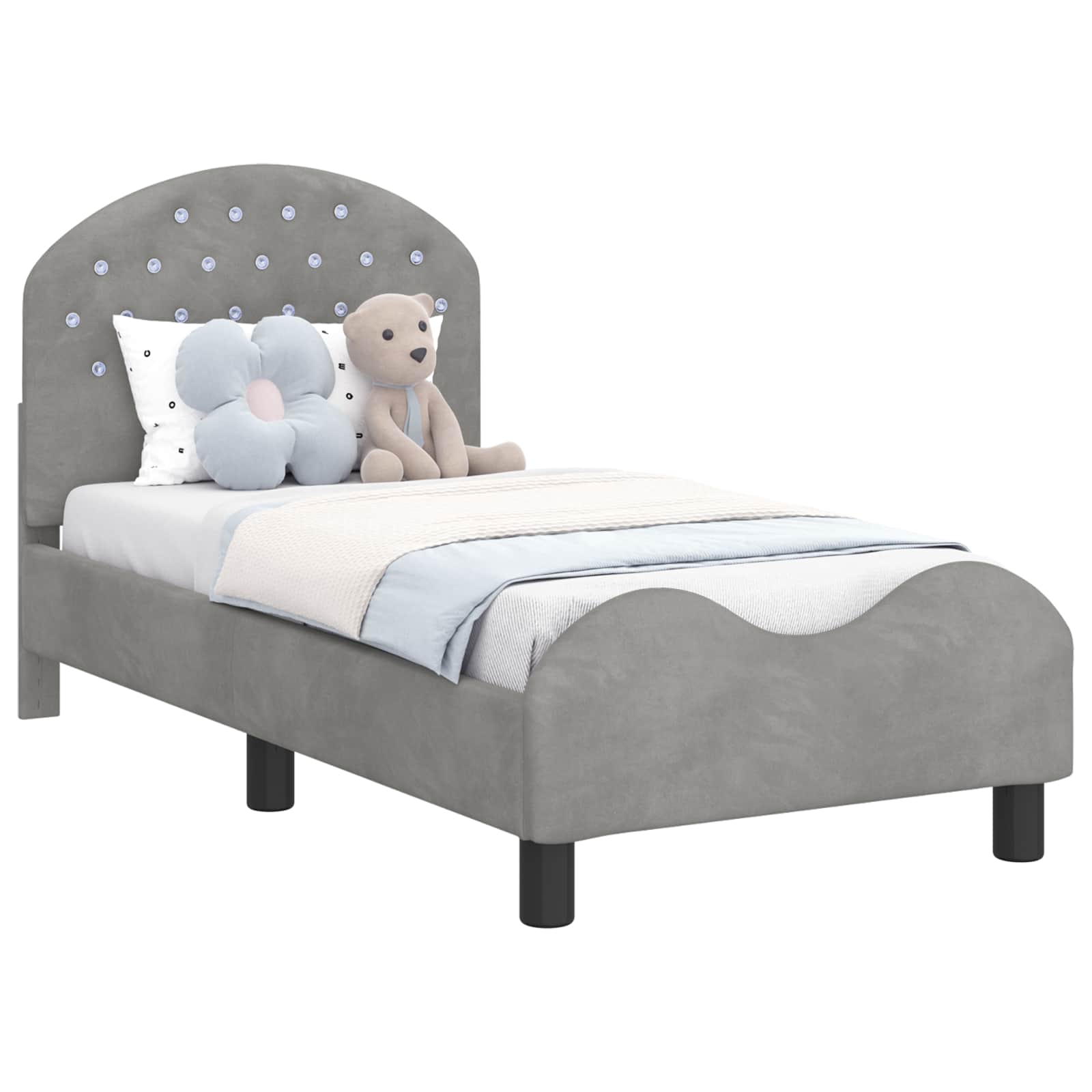 Peuterbedframe met hoofdbord Lichtgrijs 70 x 140 cm Fluweel is nu te koop bij PeponiXL, paradijselijk wonen!