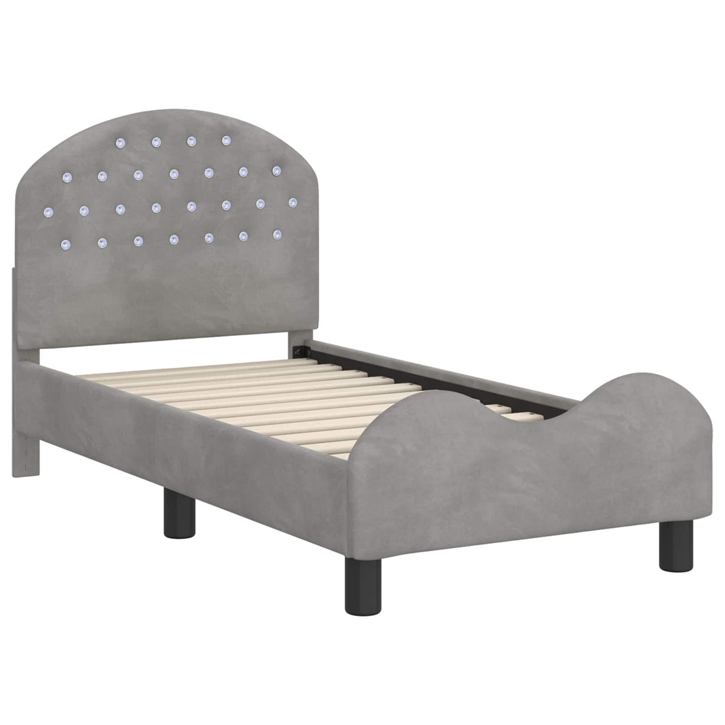 Peuterbedframe met hoofdbord Lichtgrijs 70 x 140 cm Fluweel is nu te koop bij PeponiXL, paradijselijk wonen!