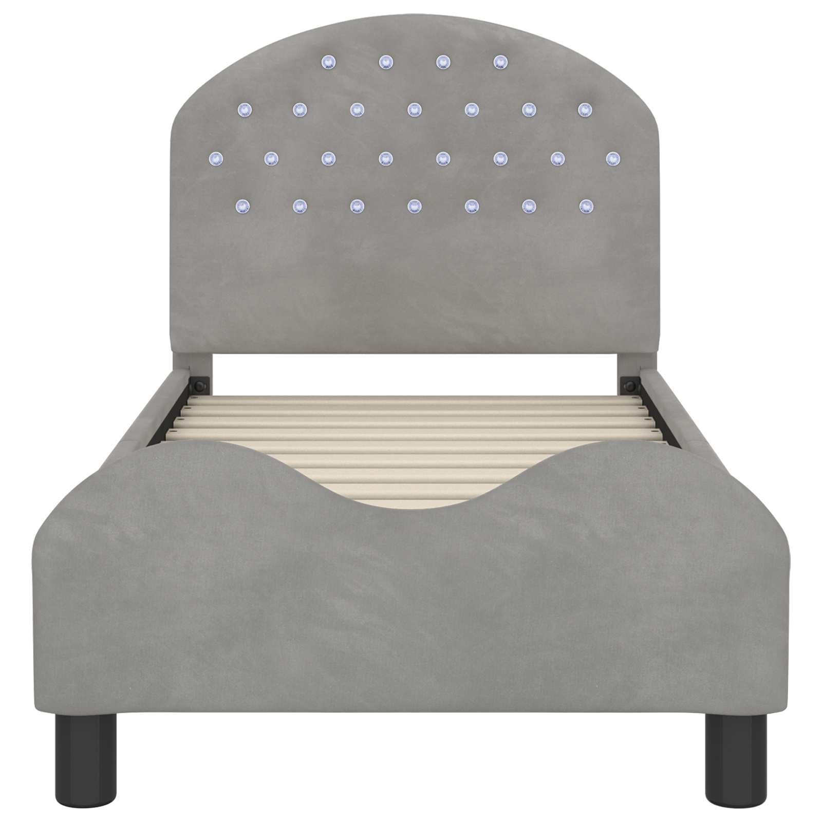 Peuterbedframe met hoofdbord Lichtgrijs 70 x 140 cm Fluweel is nu te koop bij PeponiXL, paradijselijk wonen!