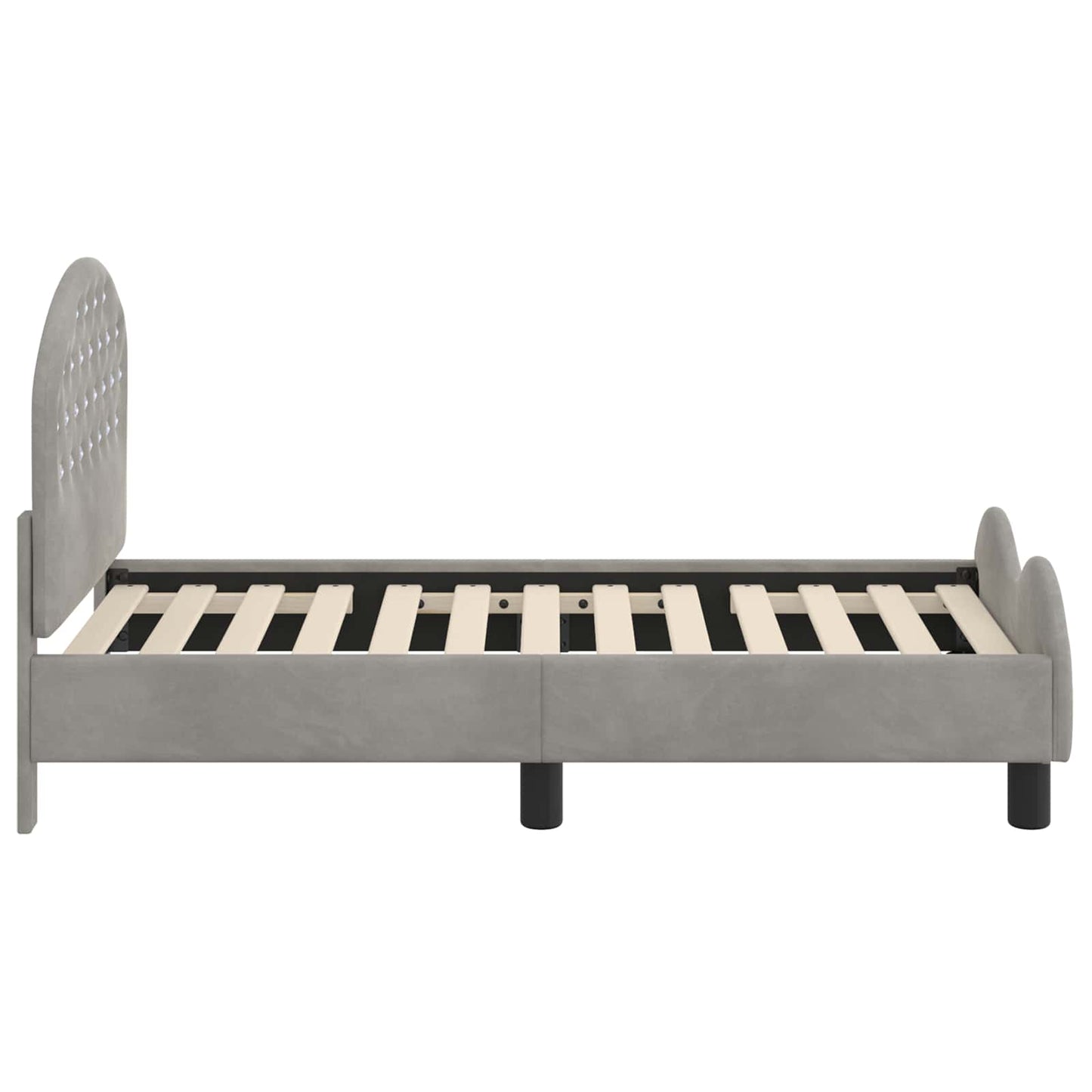 Peuterbedframe met hoofdbord Lichtgrijs 70 x 140 cm Fluweel is nu te koop bij PeponiXL, paradijselijk wonen!