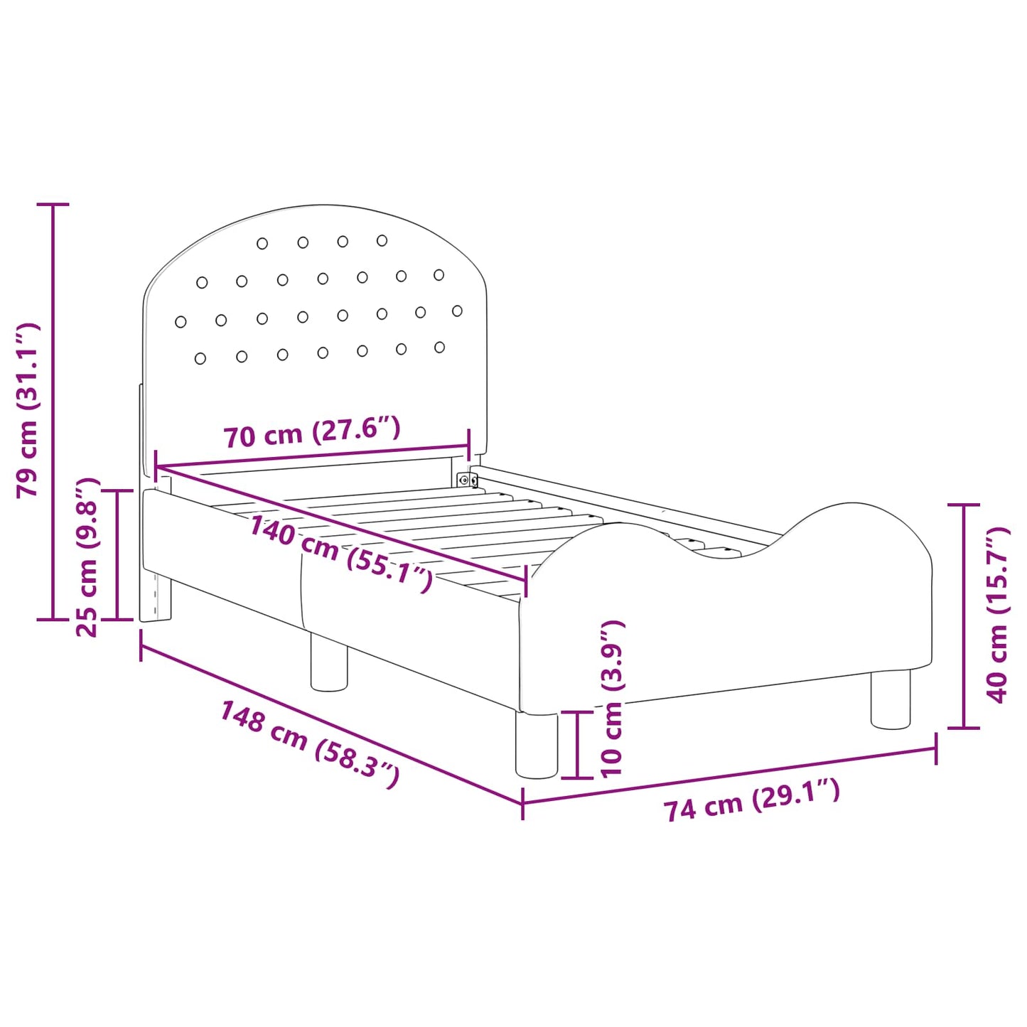 Peuterbedframe met hoofdbord Lichtgrijs 70 x 140 cm Fluweel is nu te koop bij PeponiXL, paradijselijk wonen!