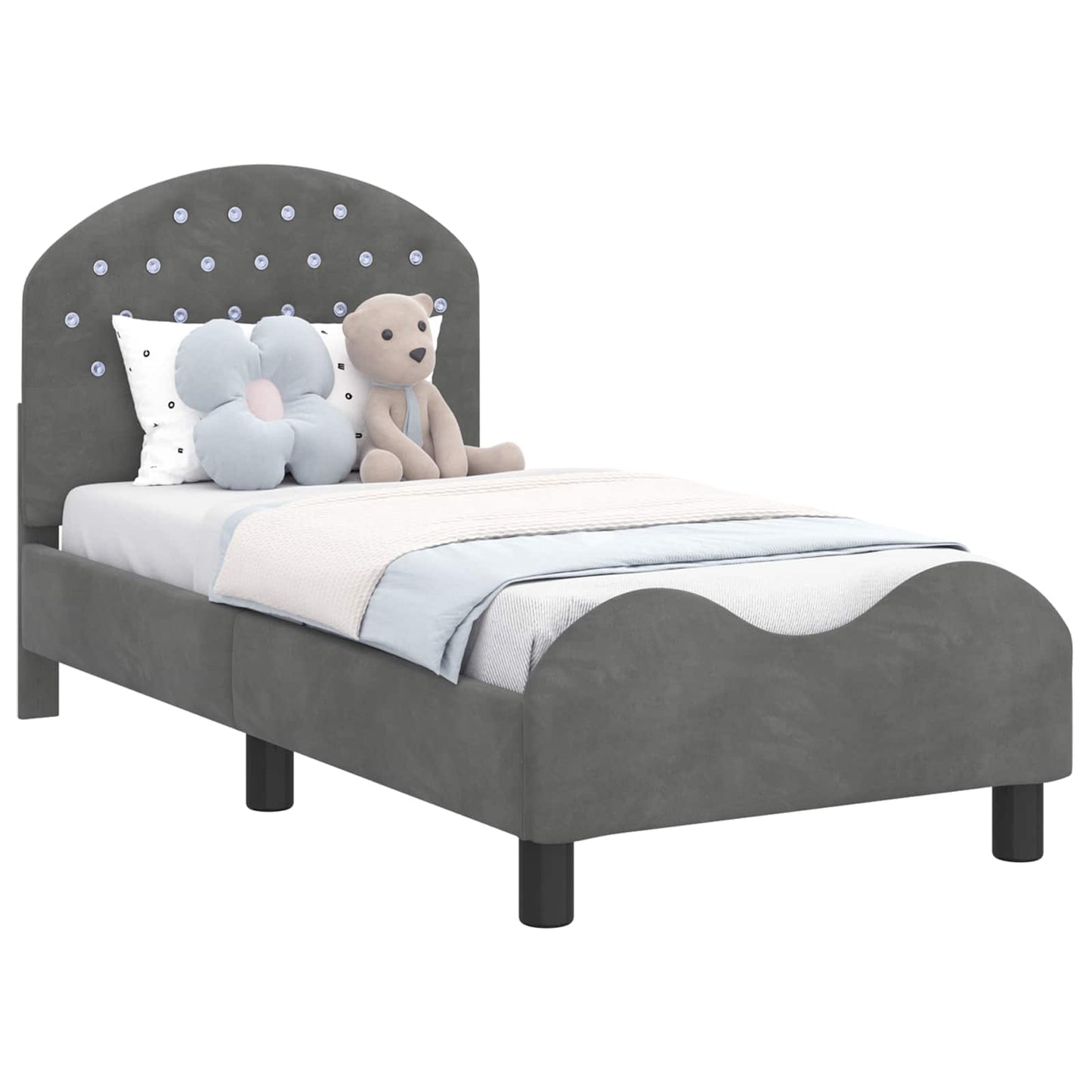 Peuterbedframe met hoofdbord Donkergrijs 70 x 140 cm Fluweel is nu te koop bij PeponiXL, paradijselijk wonen!