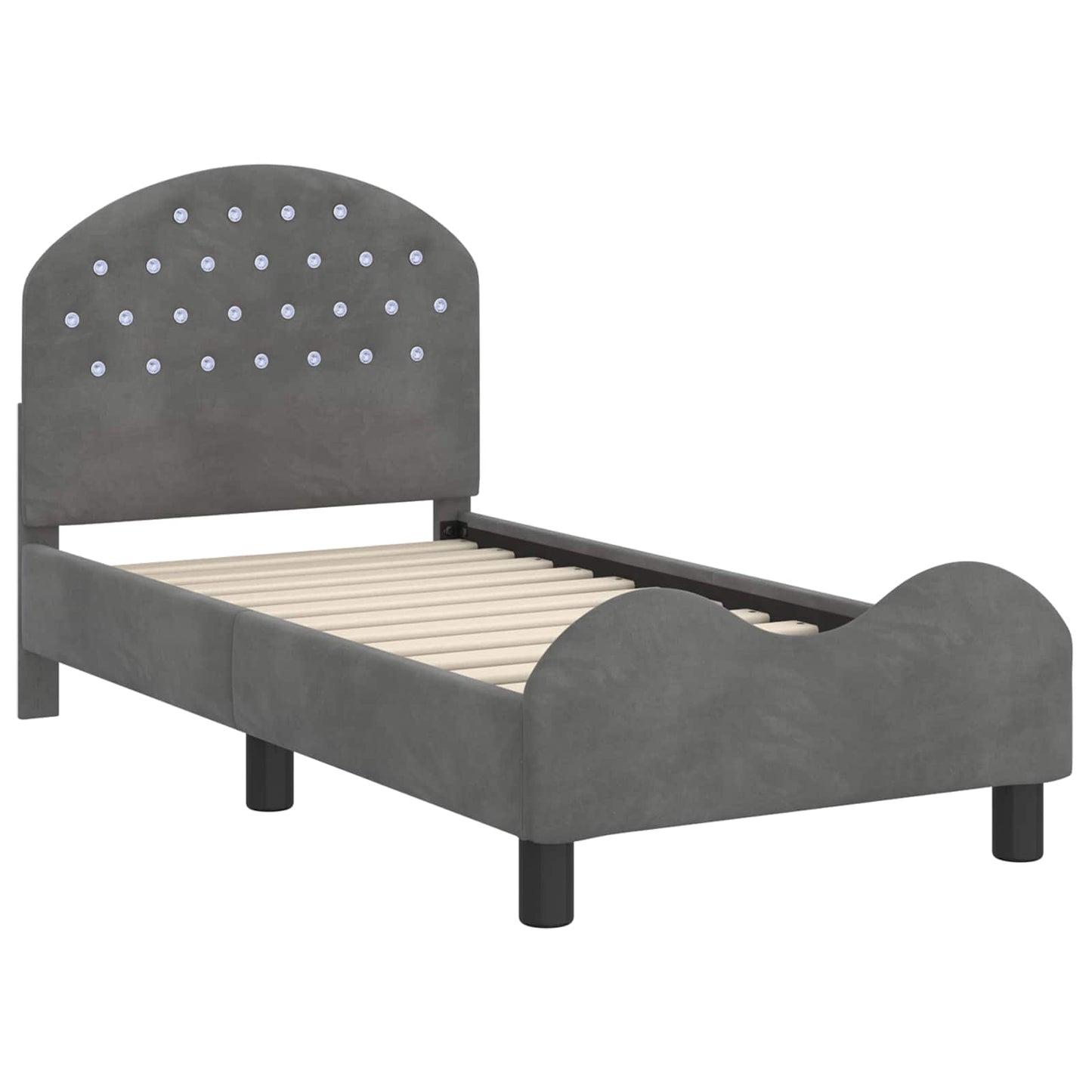 Peuterbedframe met hoofdbord Donkergrijs 70 x 140 cm Fluweel is nu te koop bij PeponiXL, paradijselijk wonen!