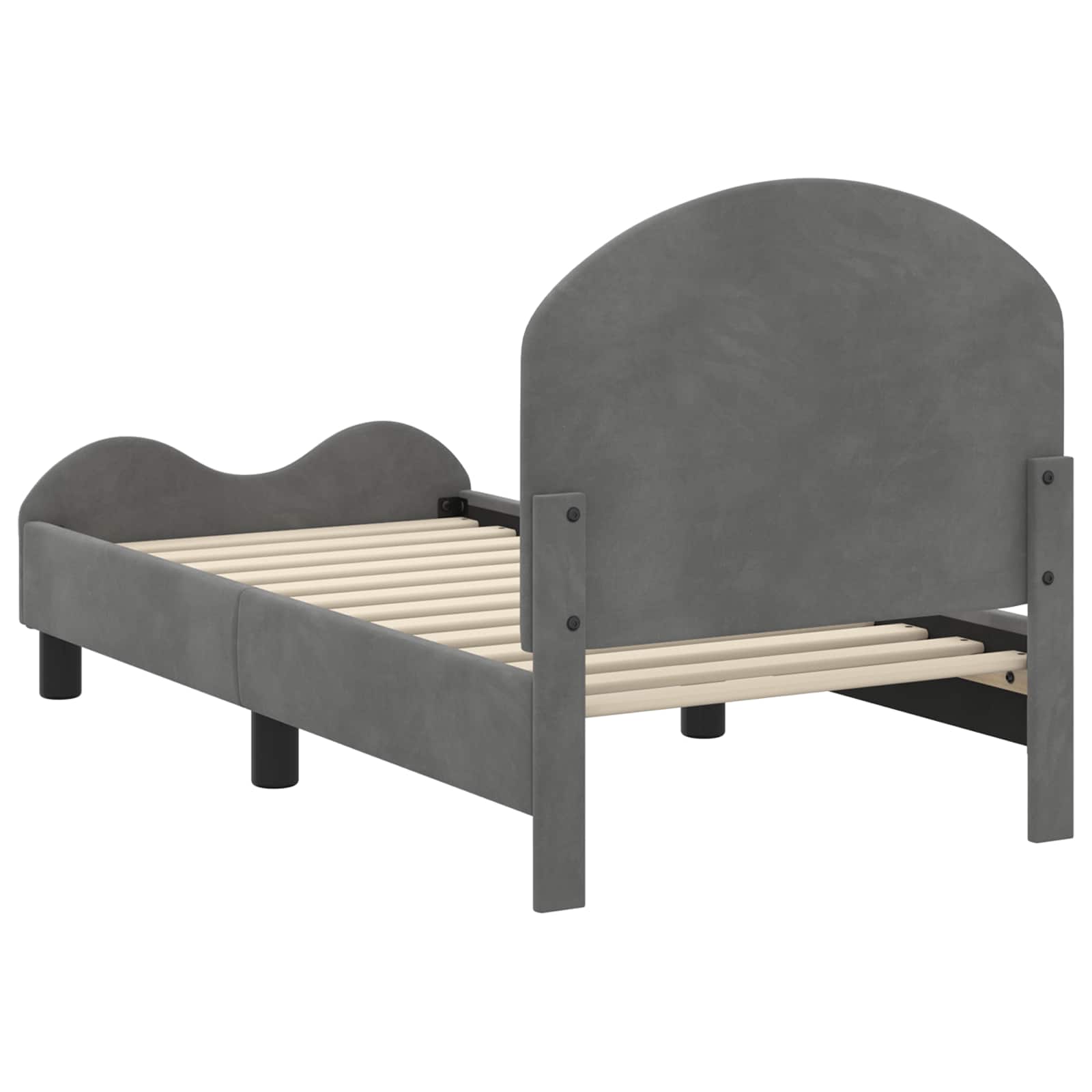 Peuterbedframe met hoofdbord Donkergrijs 70 x 140 cm Fluweel is nu te koop bij PeponiXL, paradijselijk wonen!