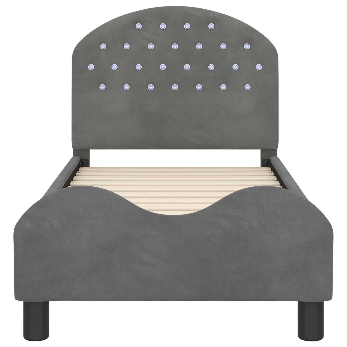 Peuterbedframe met hoofdbord Donkergrijs 70 x 140 cm Fluweel is nu te koop bij PeponiXL, paradijselijk wonen!