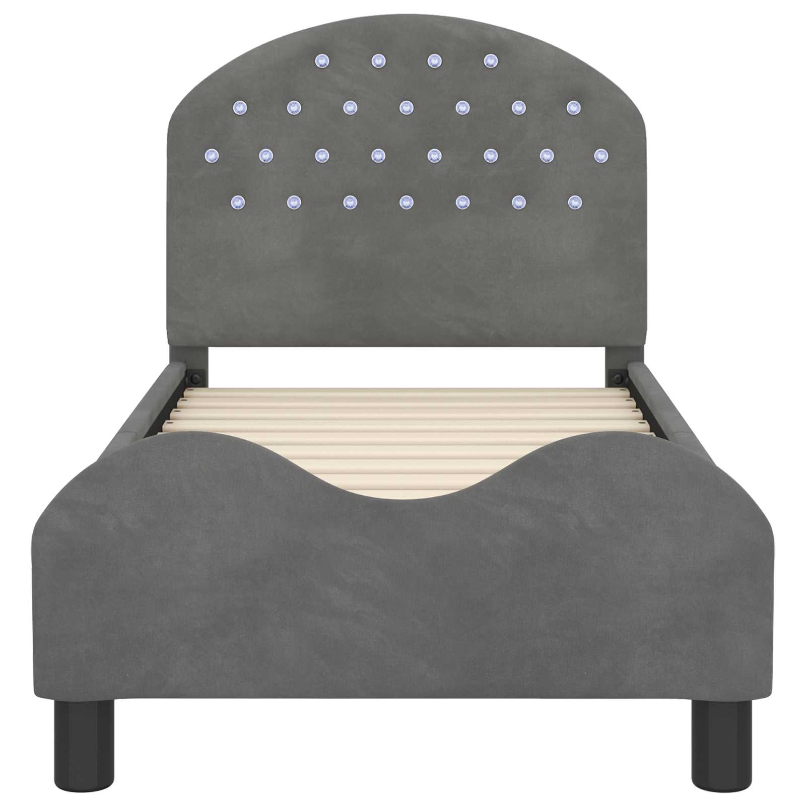 Peuterbedframe met hoofdbord Donkergrijs 70 x 140 cm Fluweel is nu te koop bij PeponiXL, paradijselijk wonen!