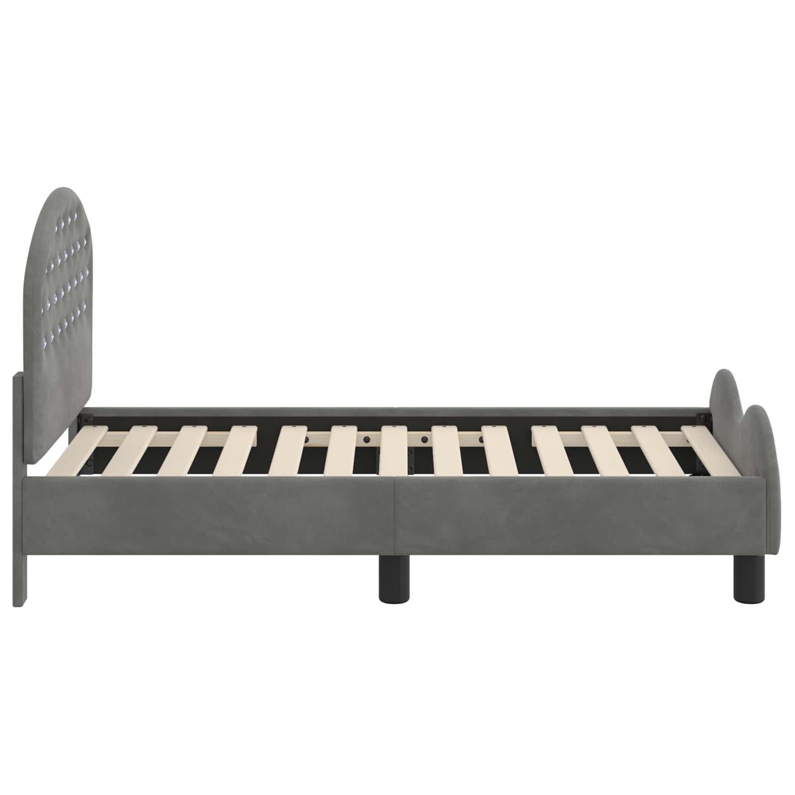 Peuterbedframe met hoofdbord Donkergrijs 70 x 140 cm Fluweel is nu te koop bij PeponiXL, paradijselijk wonen!