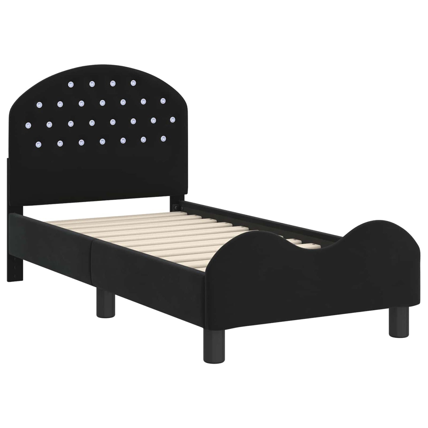 Peuterbedframe met hoofdbord Zwart 70 x 140 cm Fluweel is nu te koop bij PeponiXL, paradijselijk wonen!