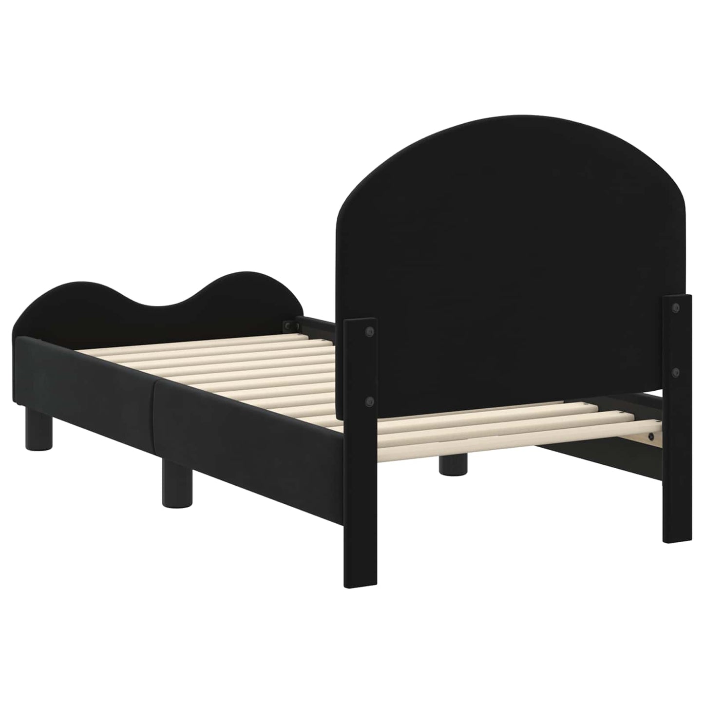 Peuterbedframe met hoofdbord Zwart 70 x 140 cm Fluweel is nu te koop bij PeponiXL, paradijselijk wonen!