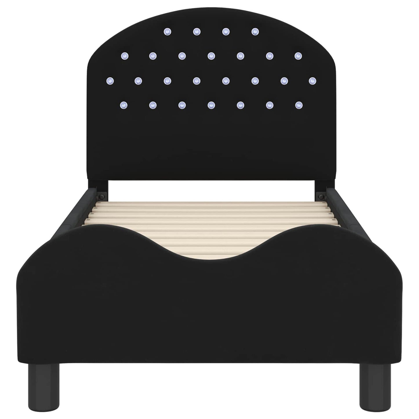 Peuterbedframe met hoofdbord Zwart 70 x 140 cm Fluweel is nu te koop bij PeponiXL, paradijselijk wonen!