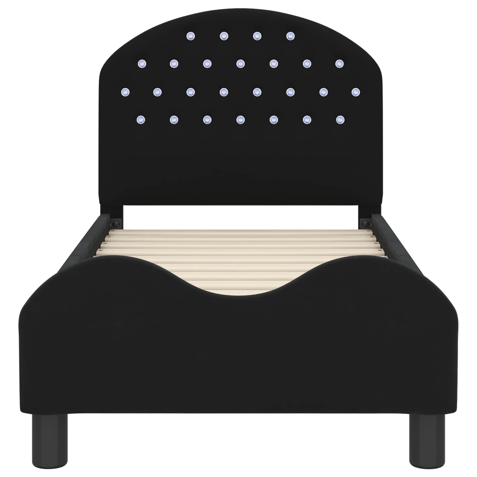 Peuterbedframe met hoofdbord Zwart 70 x 140 cm Fluweel is nu te koop bij PeponiXL, paradijselijk wonen!