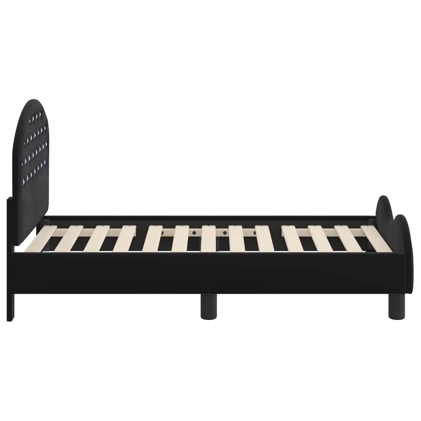 Peuterbedframe met hoofdbord Zwart 70 x 140 cm Fluweel is nu te koop bij PeponiXL, paradijselijk wonen!