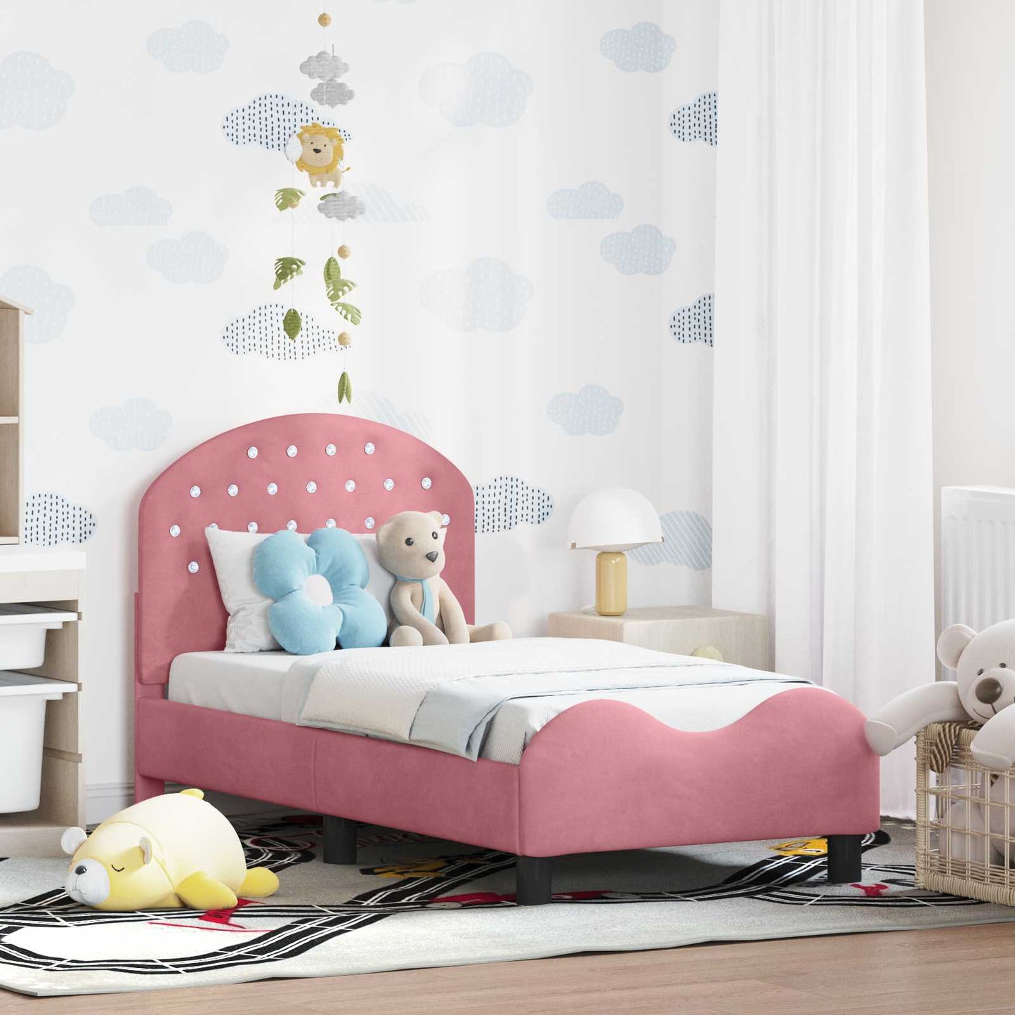 Peuterbedframe met hoofdbord Roze 70 x 140 cm Fluweel is nu te koop bij PeponiXL, paradijselijk wonen!