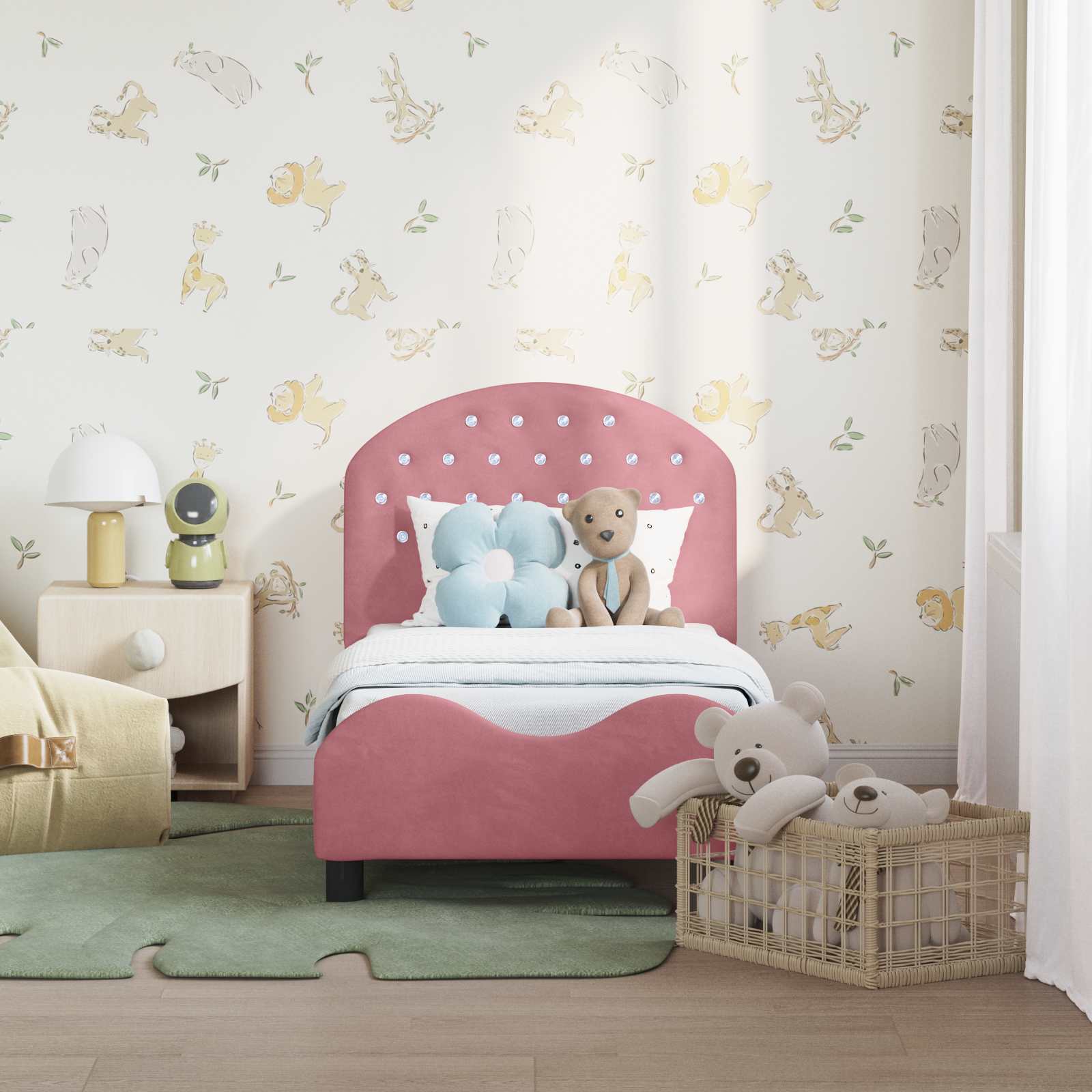 Peuterbedframe met hoofdbord Roze 70 x 140 cm Fluweel is nu te koop bij PeponiXL, paradijselijk wonen!