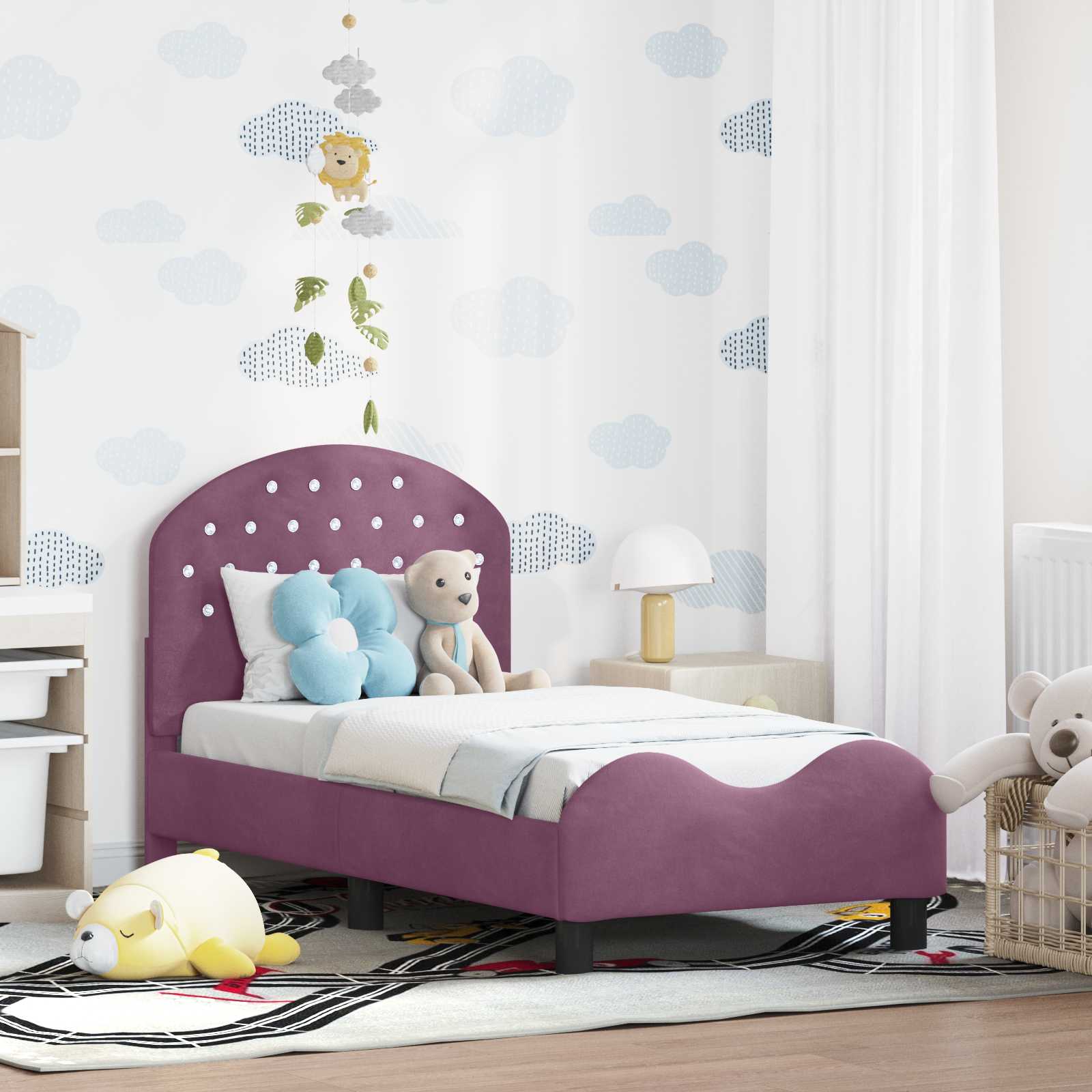 Peuterbedframe met hoofdbord Paars 70 x 140 cm Fluweel is nu te koop bij PeponiXL, paradijselijk wonen!