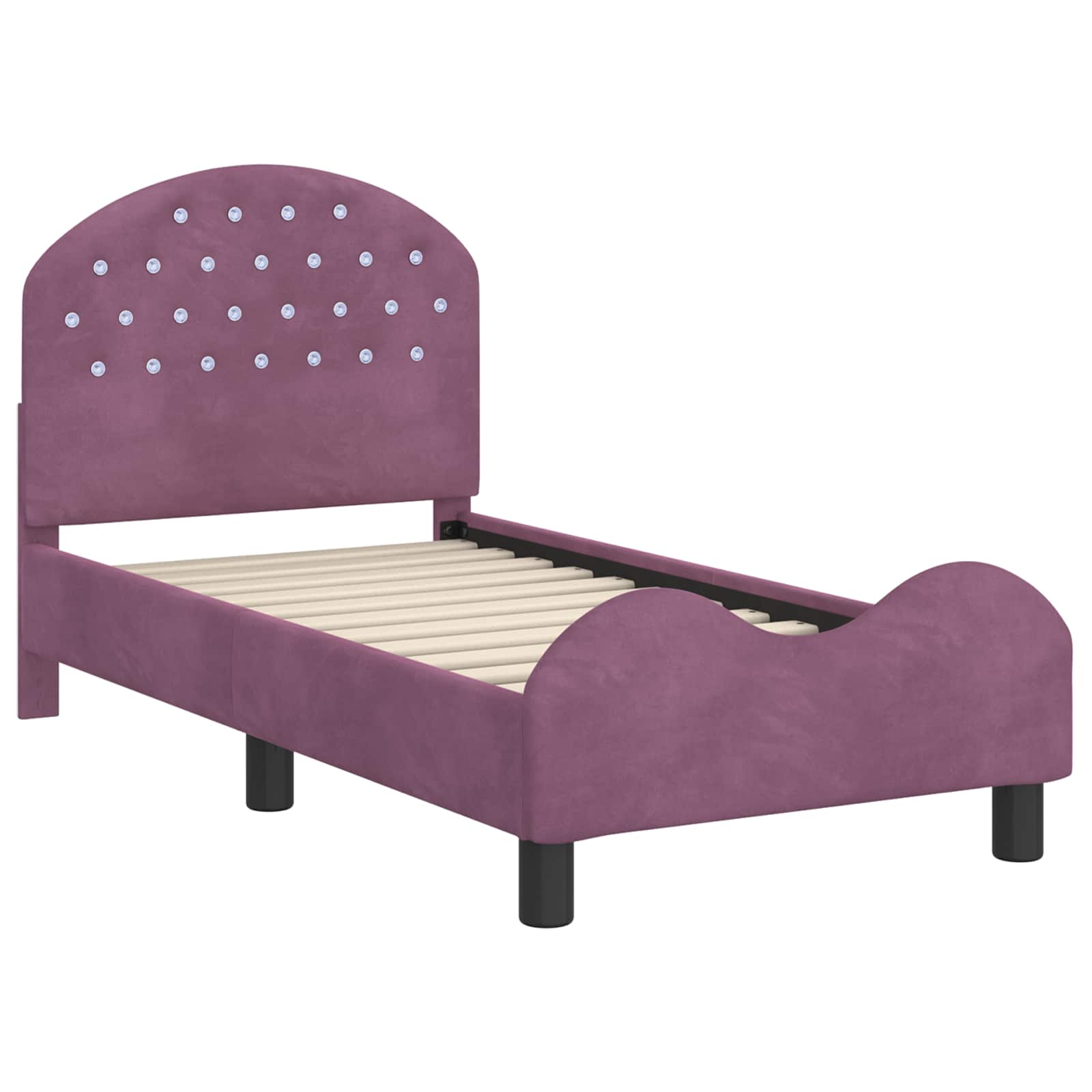 Peuterbedframe met hoofdbord Paars 70 x 140 cm Fluweel is nu te koop bij PeponiXL, paradijselijk wonen!